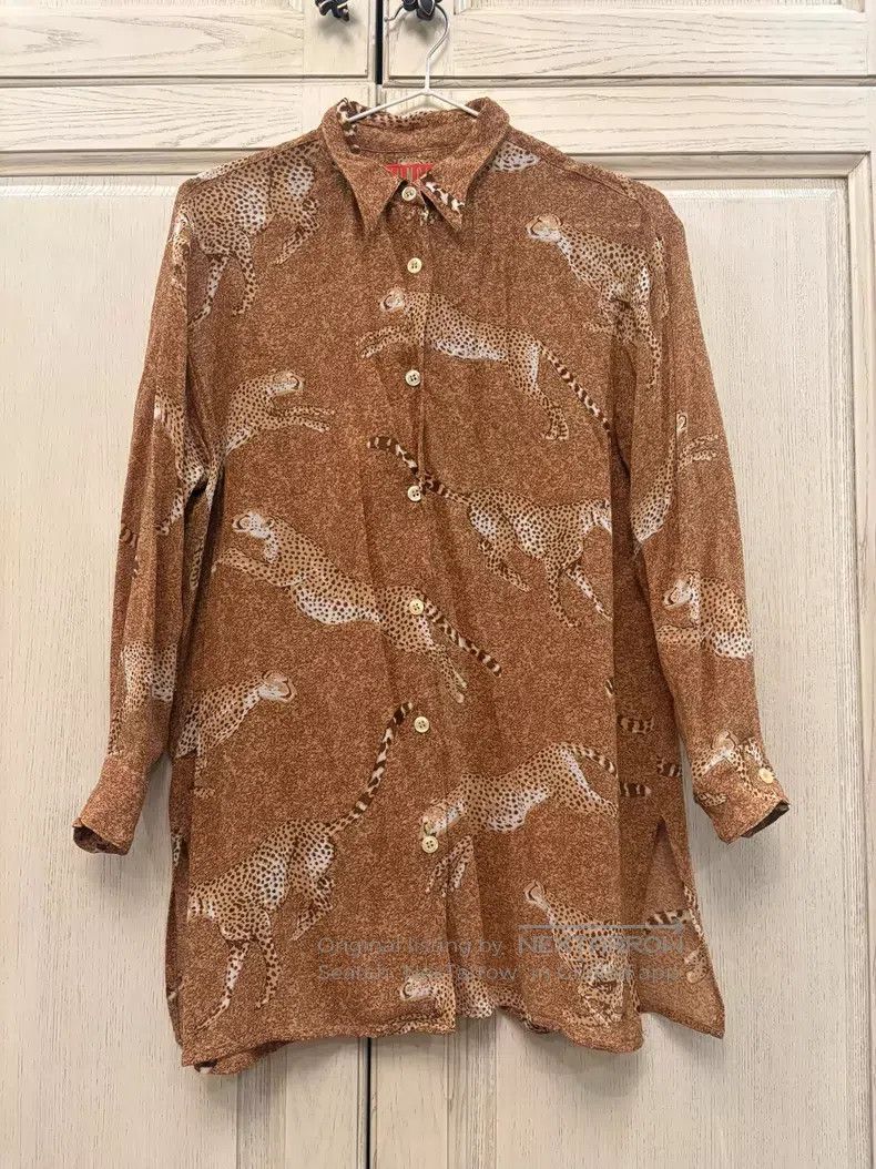 Kenzo Kenzo 80s Vintage Brown Yellow Leopard Shirt Coat Size M / US 6-8 / IT 42-44 - 1 Thumbnail