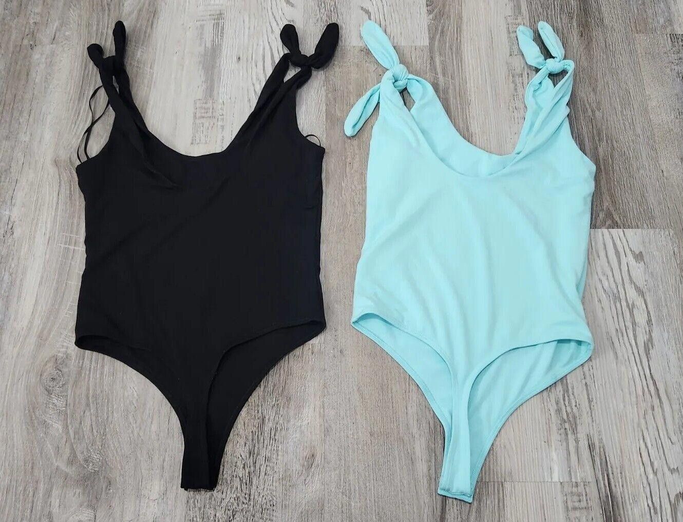 Designer Cabana By Crown And Ivy Bodysuit Lot Extra Small Black Aqua Size XS / US 0-2 / IT 36-38 - 2 Thumbnail