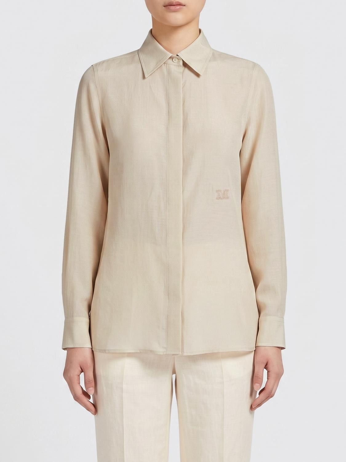 Max Mara Max Mara Shirt Woman Beige Size L / US 10 / IT 46 - 1 Thumbnail