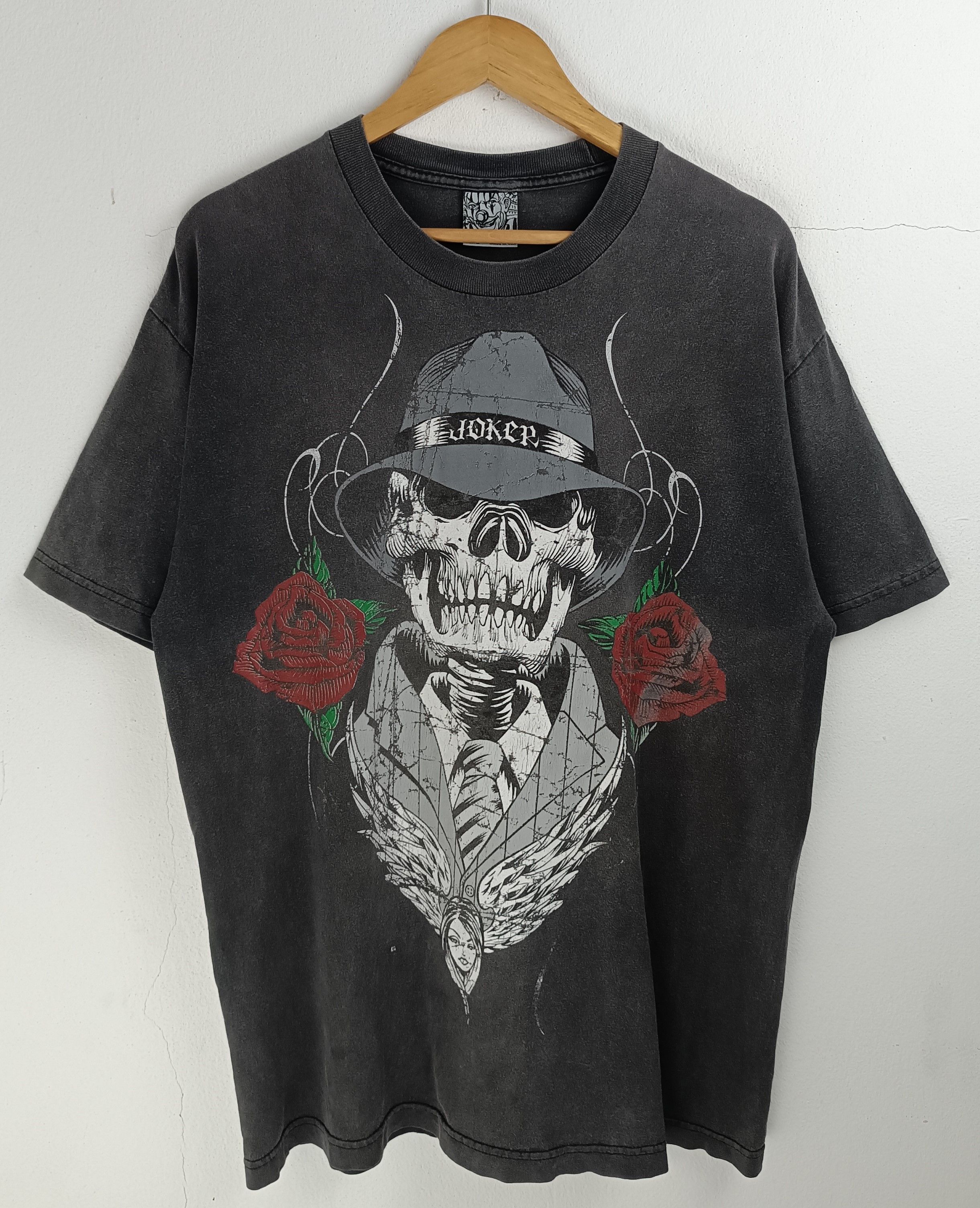 Vintage VINTAGE 90'S JOKER MAFIA ROSES SKULL WORN & FADED VERY RARE Size US L / EU 52-54 / 3 - 3 Thumbnail