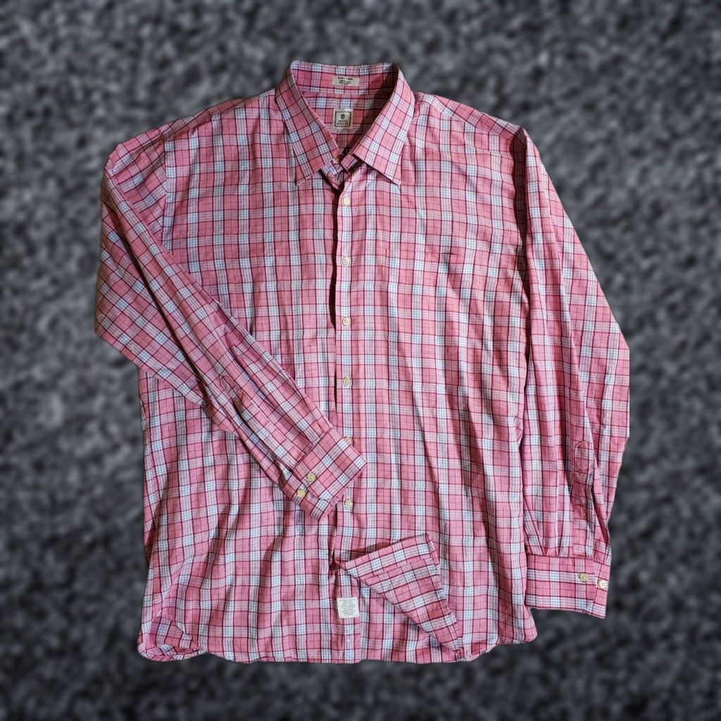 Peter Millar Peter Millar Signature Plaid Button-Up Dress Shirt Mens XL Pink/White Long Sleeve Casual Cotton Button-Down Collared Preppy Style Size 46R - 1 Thumbnail