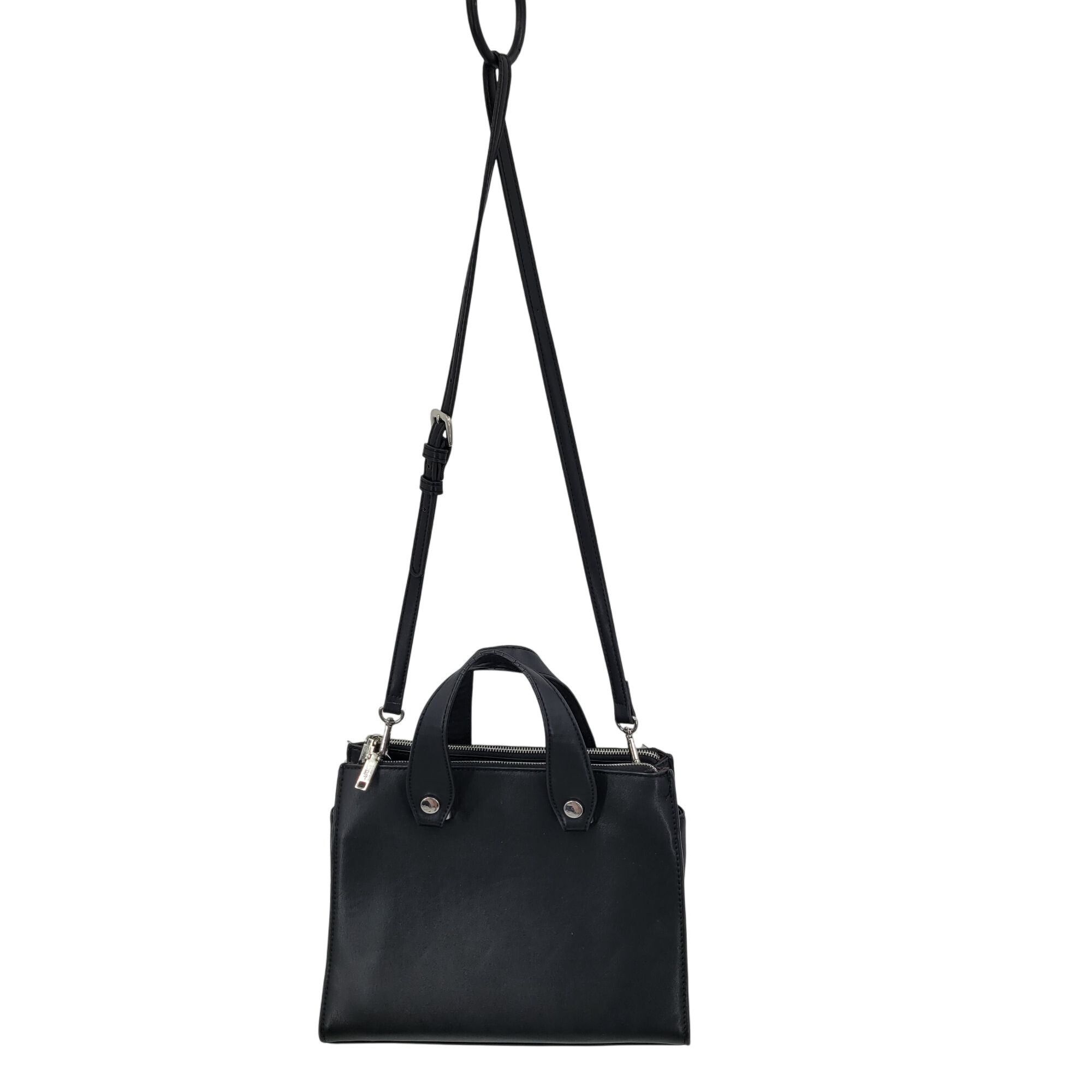 Mango MNG Black Vegan Faux Leather Double Top Handle Crossbody Bag Size ONE SIZE - 4 Thumbnail