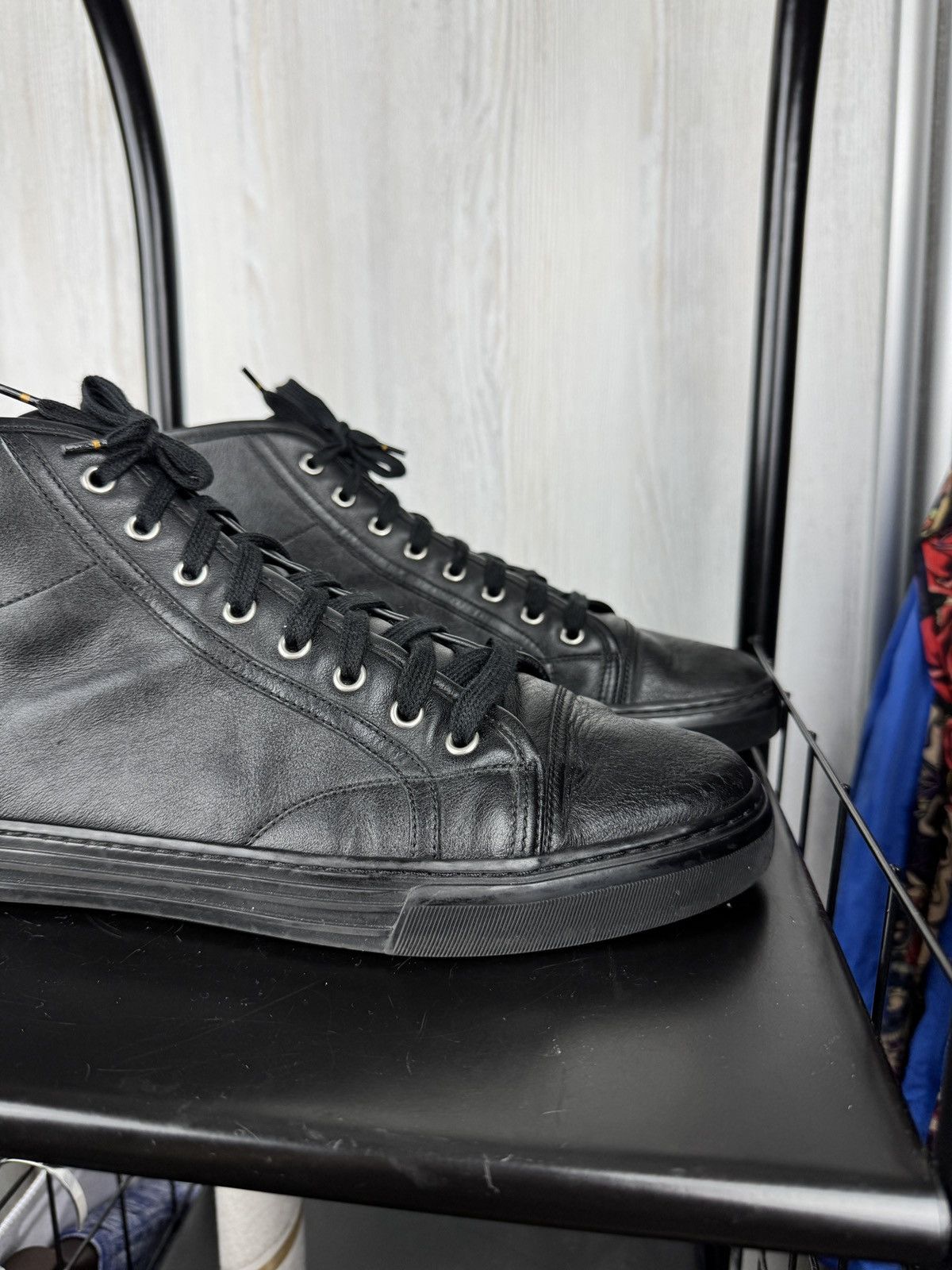 Gucci Gucci leather high black sneakers 423300 size 8 (US9) Size US 9 / EU 42 - 4 Thumbnail