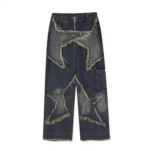 VIBE Streetwear Baggy Stars Design Jeans Size US 32 / EU 48 - 1 Thumbnail