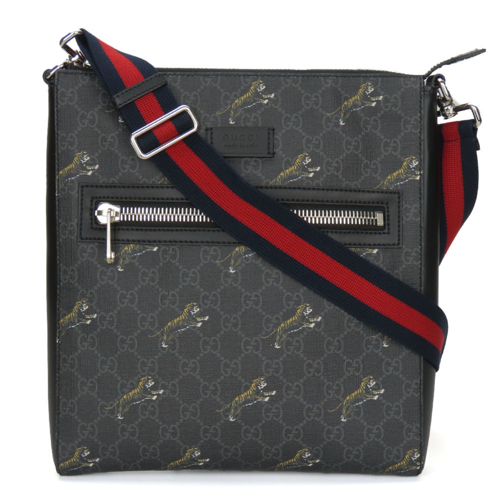 Gucci Gucci Shoulder Bag 474137 GG Supreme Canvas Black Grey Tiger Men's GUCCI Size ONE SIZE - 1 Thumbnail