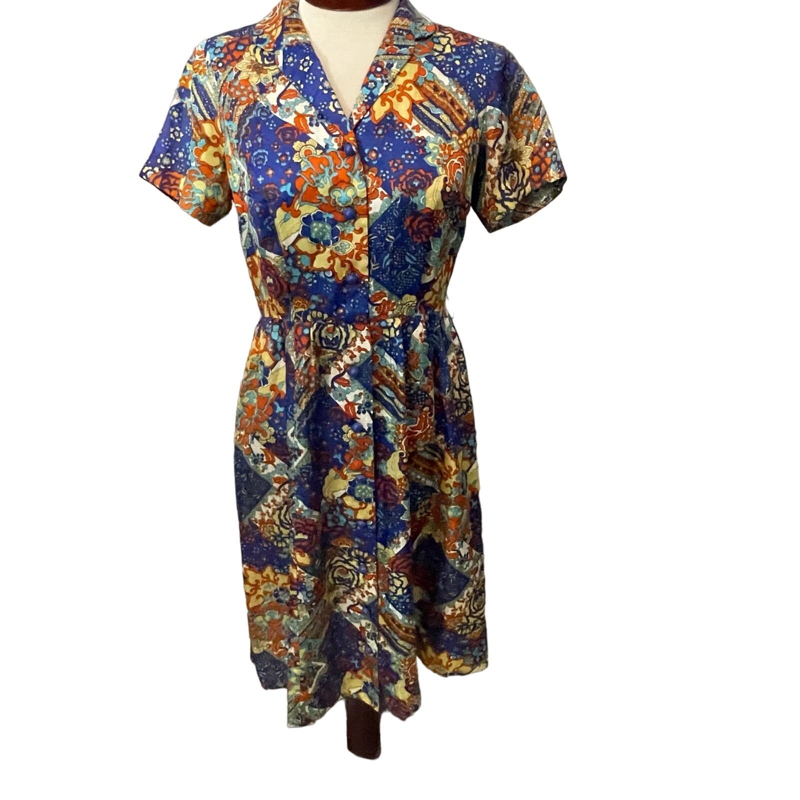 Vintage Vintage Floral Handmade Dress Retro 70s Button Front Medium Size M / US 6-8 / IT 42-44 - 1 Thumbnail