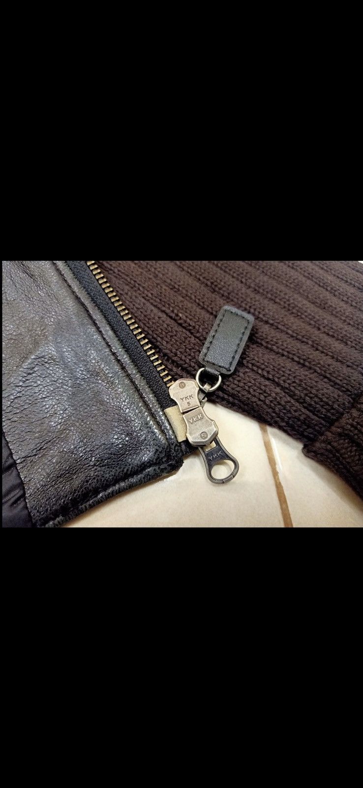 RENOMA Paris Sheepskin Leather Turtle Neck Knitwear Jacket