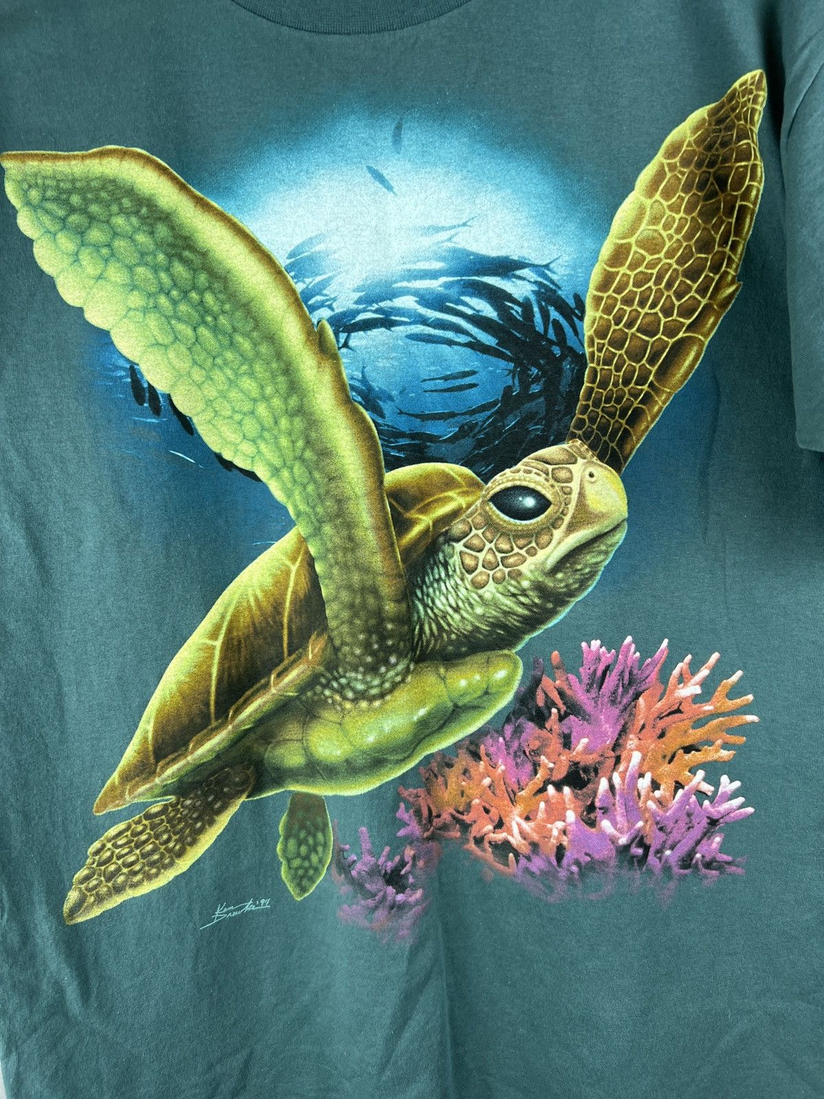 Vintage Vintage 1997 Big Turtle Ocean Wild Oversized tee Size US M / EU 48-50 / 2 - 2 Thumbnail