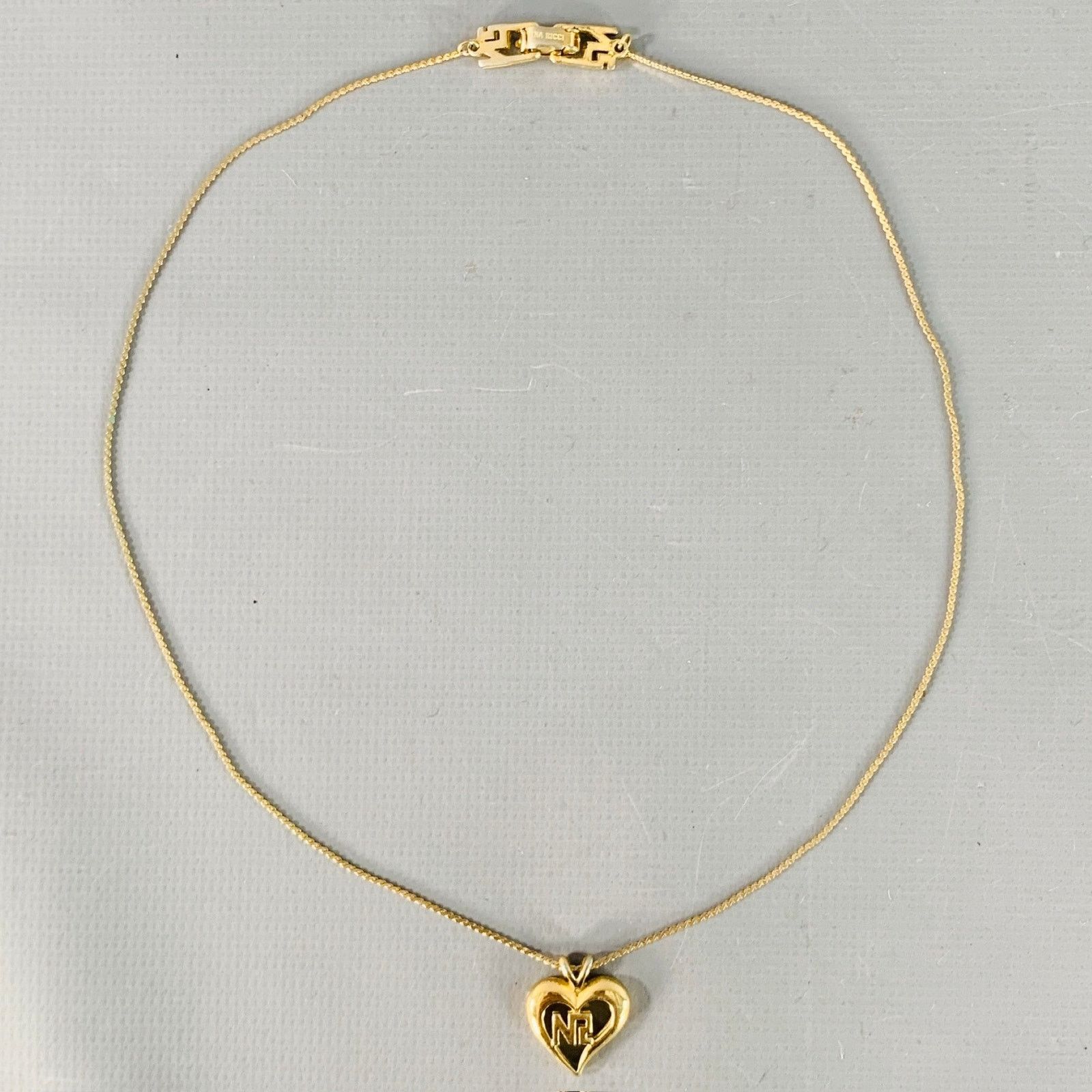 Nina Ricci NINA RICCI Gold Metal Heart Monogram Pendant Necklace Size ONE SIZE - 1 Thumbnail