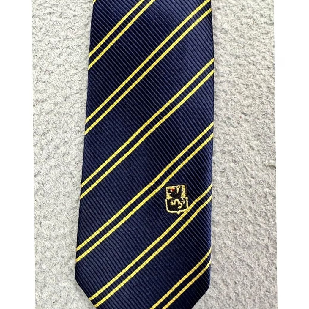 Vintage Vir Necktie Silk Layorazione A Mano Navy/Yellow Striped Adult Tie Mens NEW Size ONE SIZE - 7 Thumbnail