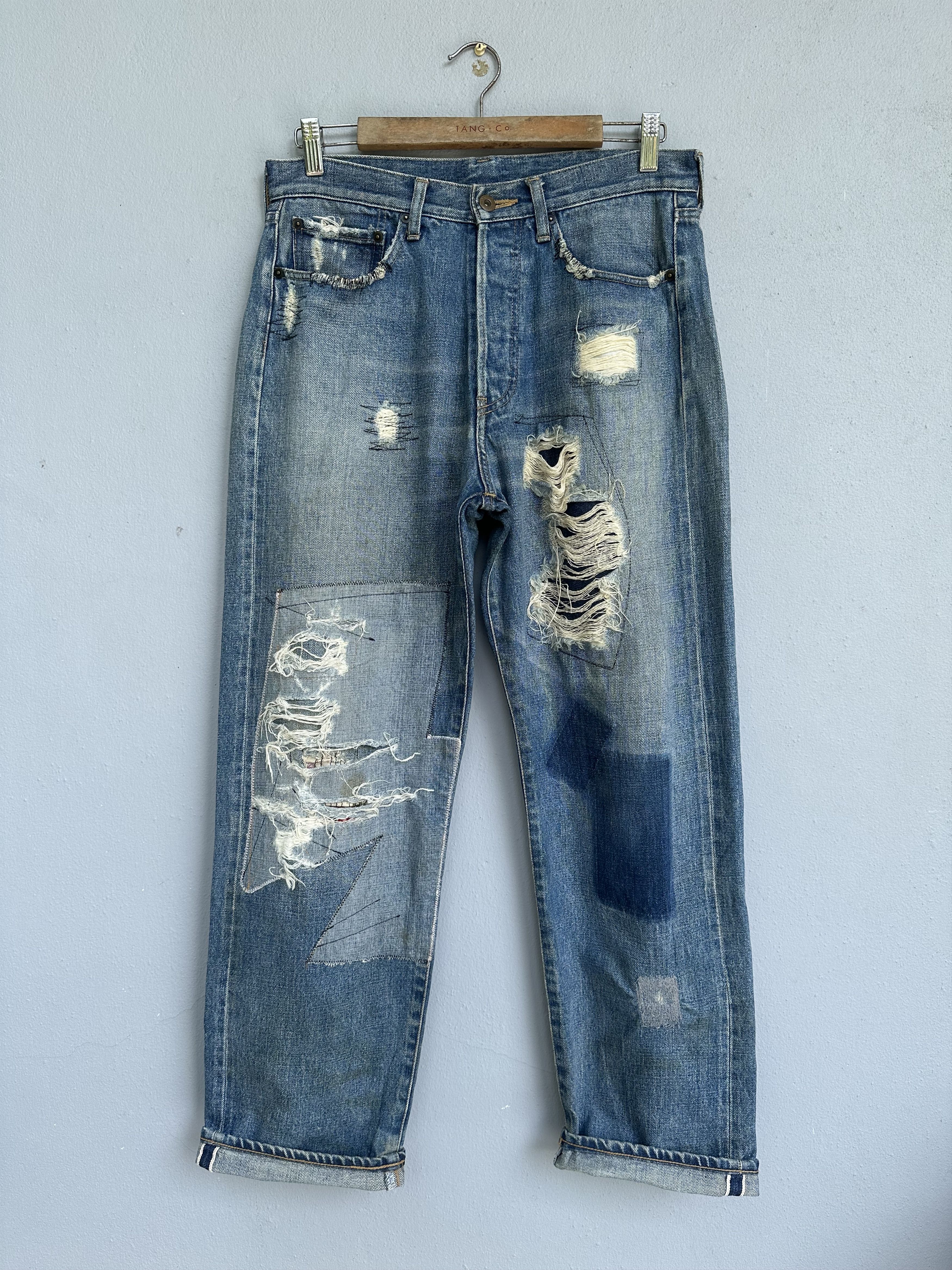 Sifury Japanese Brand Sifury Distressed Selvedge Patchwork Jeans Size US 31 - 21 Thumbnail