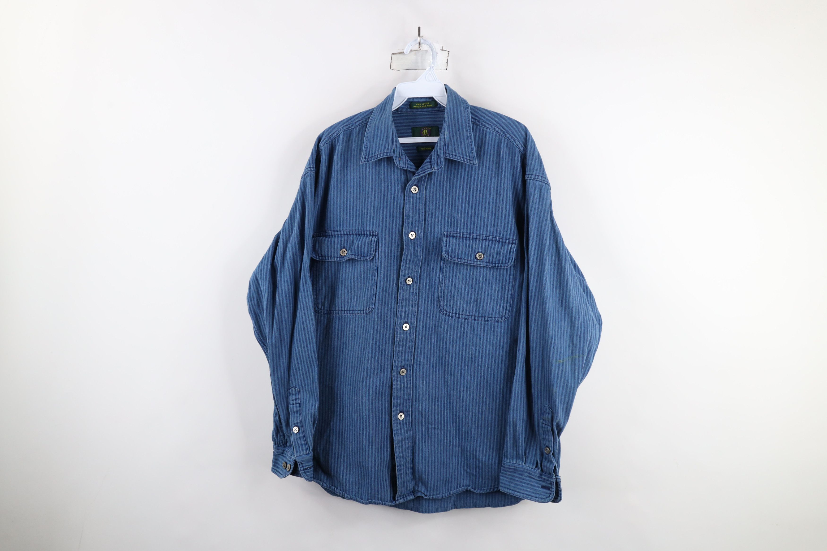 Vintage Vintage 90s Streetwear Denim Striped Button Shirt Blue Size US M / EU 48-50 / 2 - 1 Thumbnail