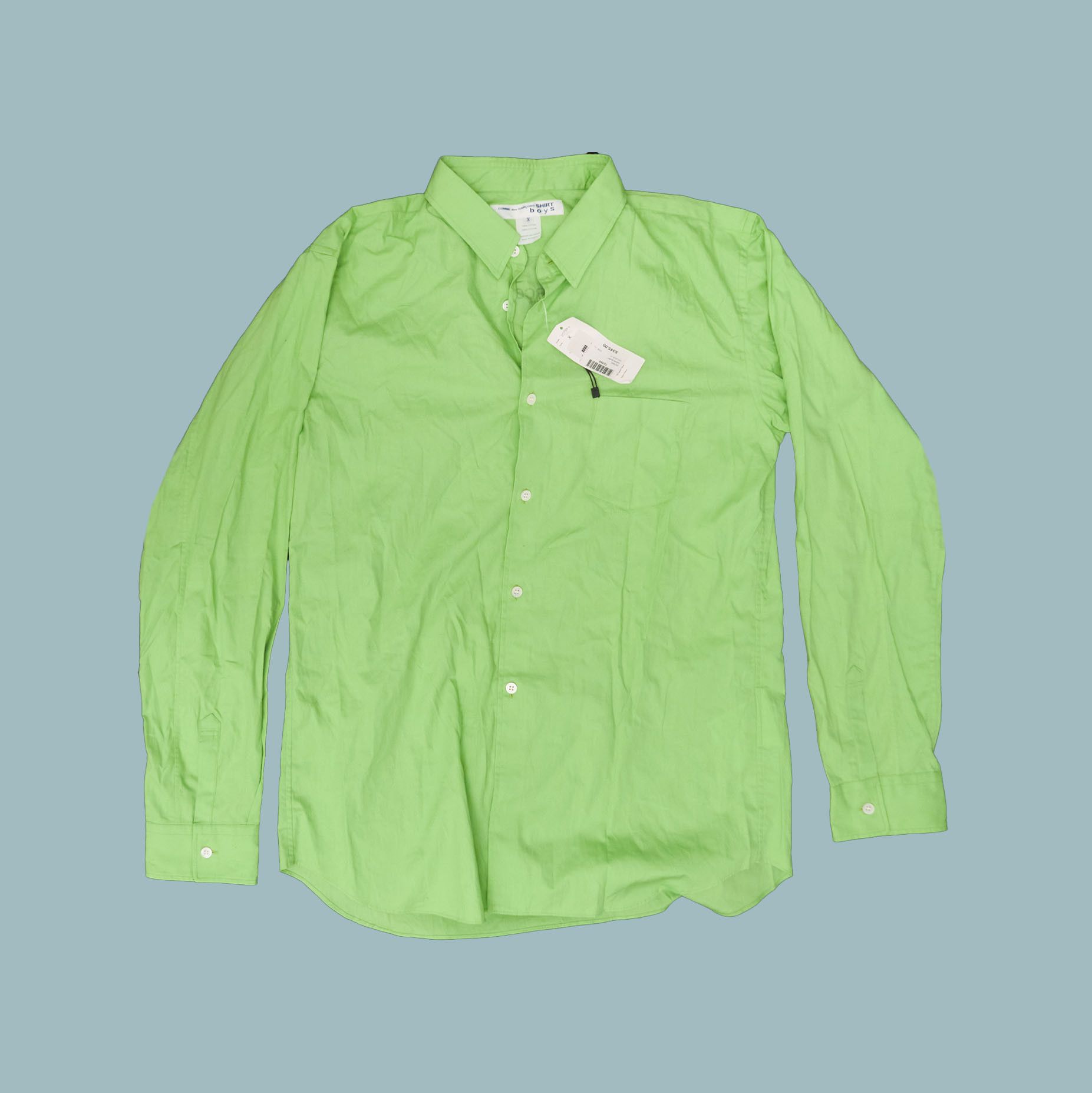 Comme des Garcons SHIRT *BNWT* COMME des GARÇONS SHIRT BOYS Green Logo Button Shirt Size US L / EU 52-54 / 3 - 4 Thumbnail