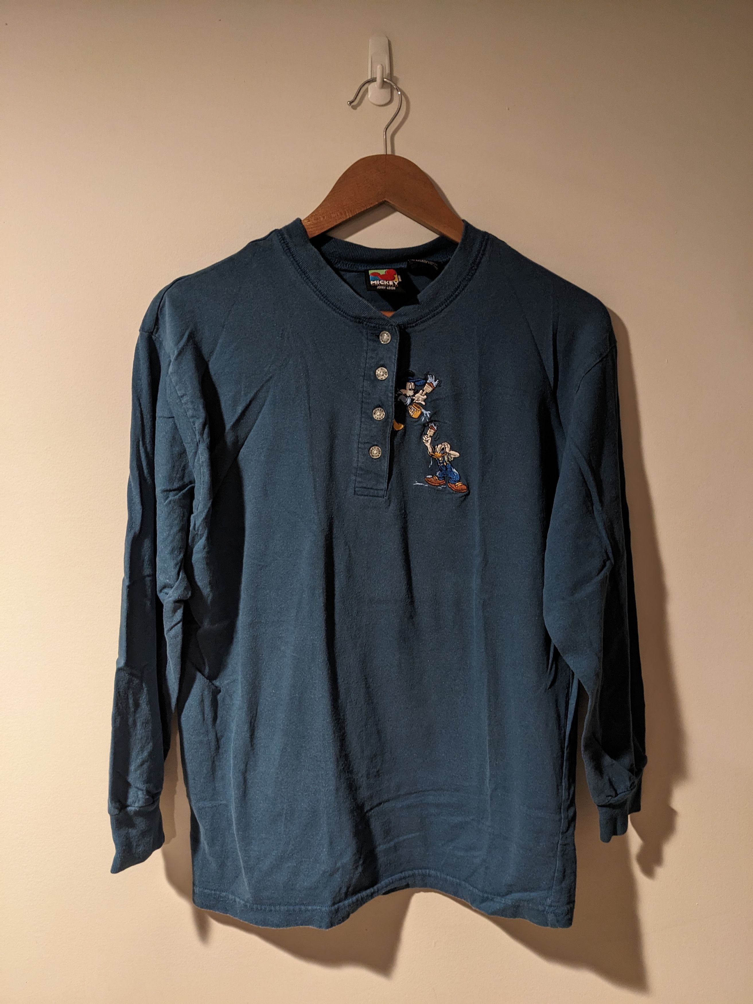 Disney × Vintage Vintage 90s Mickey Mouse Disney Unlimited Henley Long-Sleeve Size US S / EU 44-46 / 1 - 1 Thumbnail