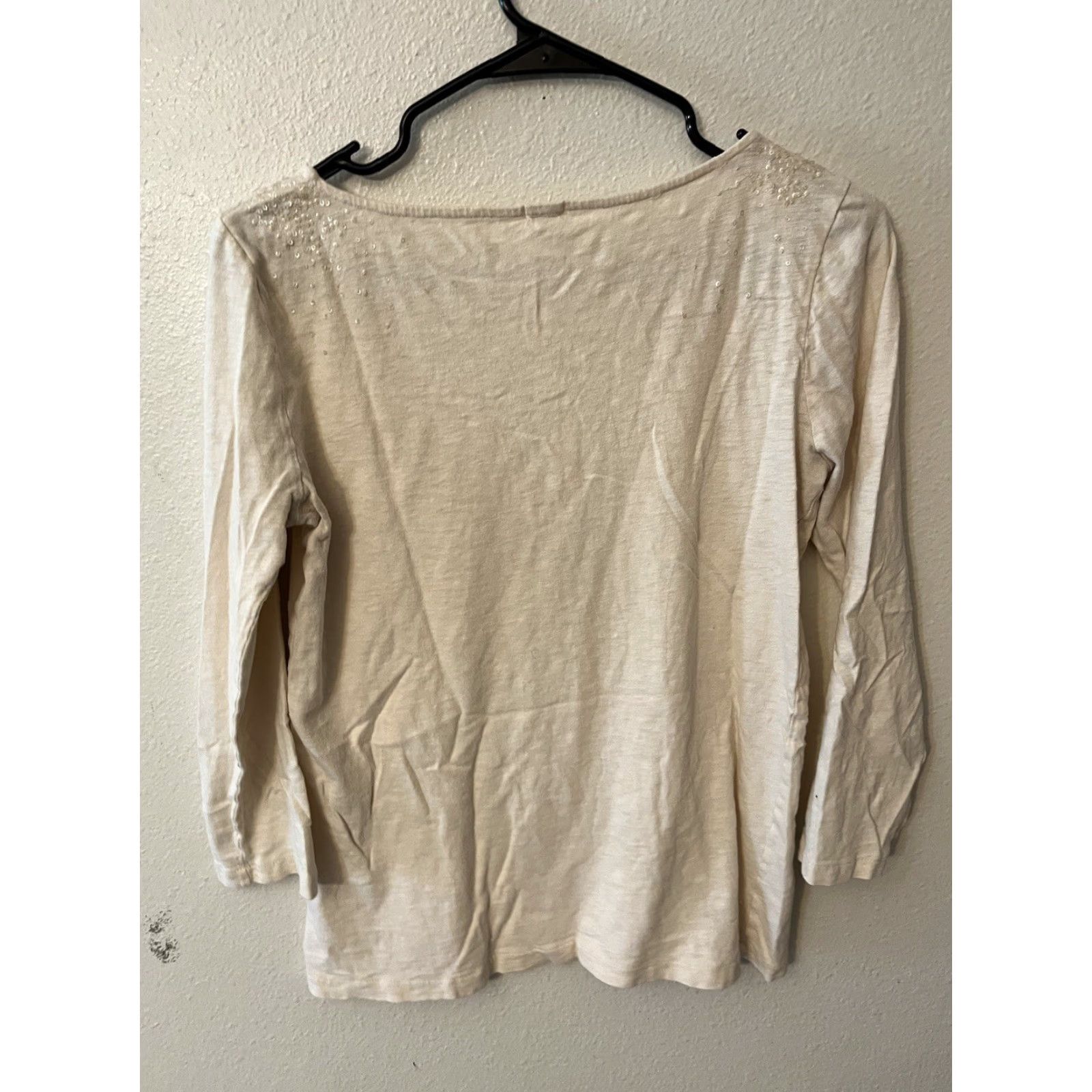 J.Crew VINTAGE J.CREW Sequin T-Shirt Womens S Pink 3/4 Sleeve Cotton Casual Office Party Size S / US 4 / IT 40 - 3 Thumbnail