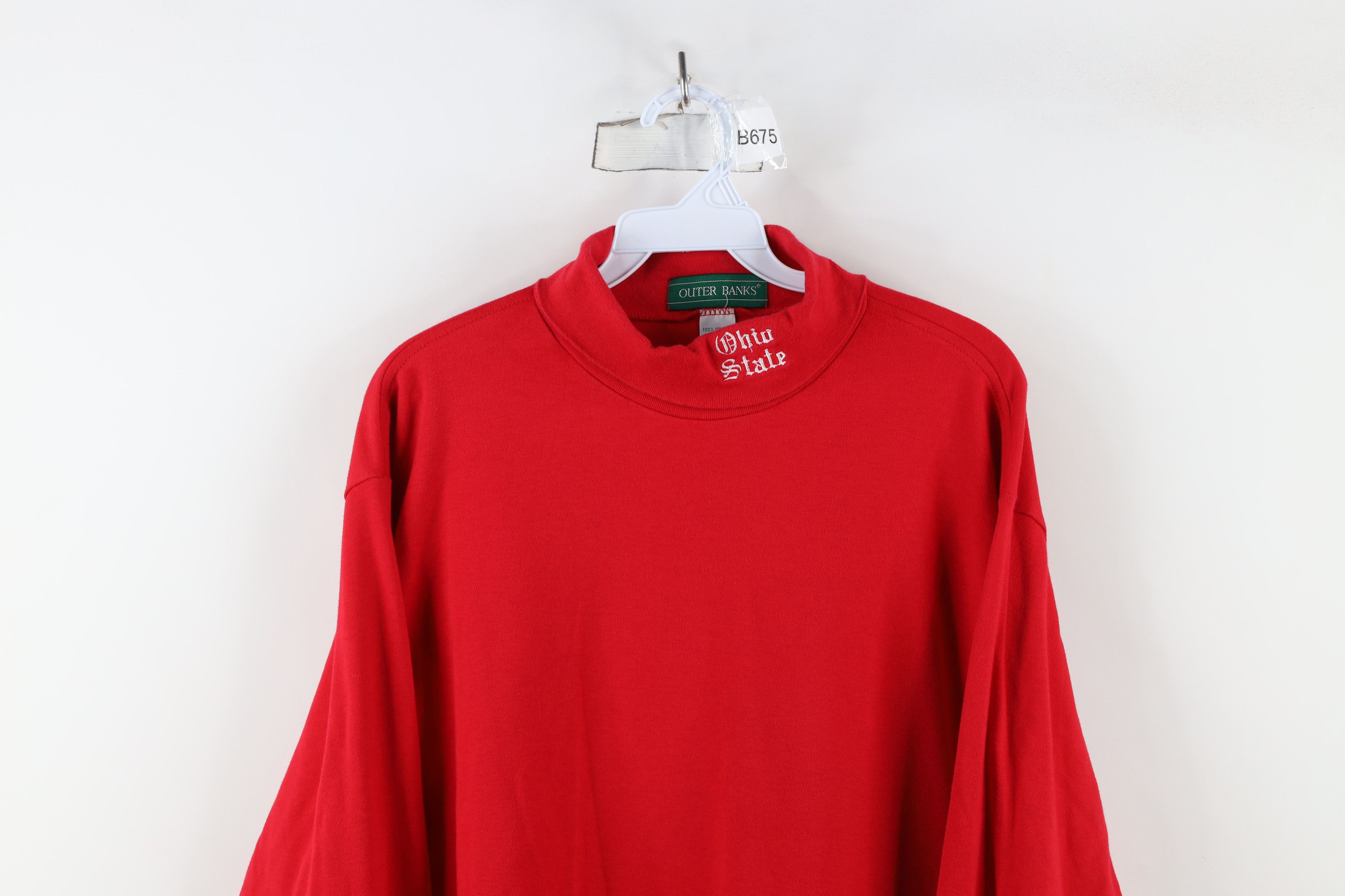 Vintage Vintage 90s Ohio State University Turtleneck T-Shirt Red USA Size US XL / EU 56 / 4 - 2 Thumbnail