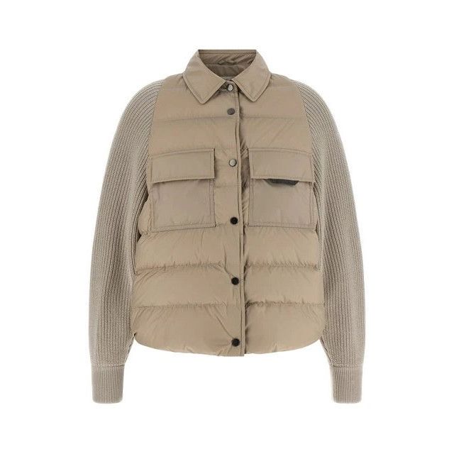 Brunello Cucinelli BRUNELLO CUCINELLI Beige Shiny Flap Jacket New & Authentic ( Size XS / US 0-2 / IT 36-38 - 1 Thumbnail