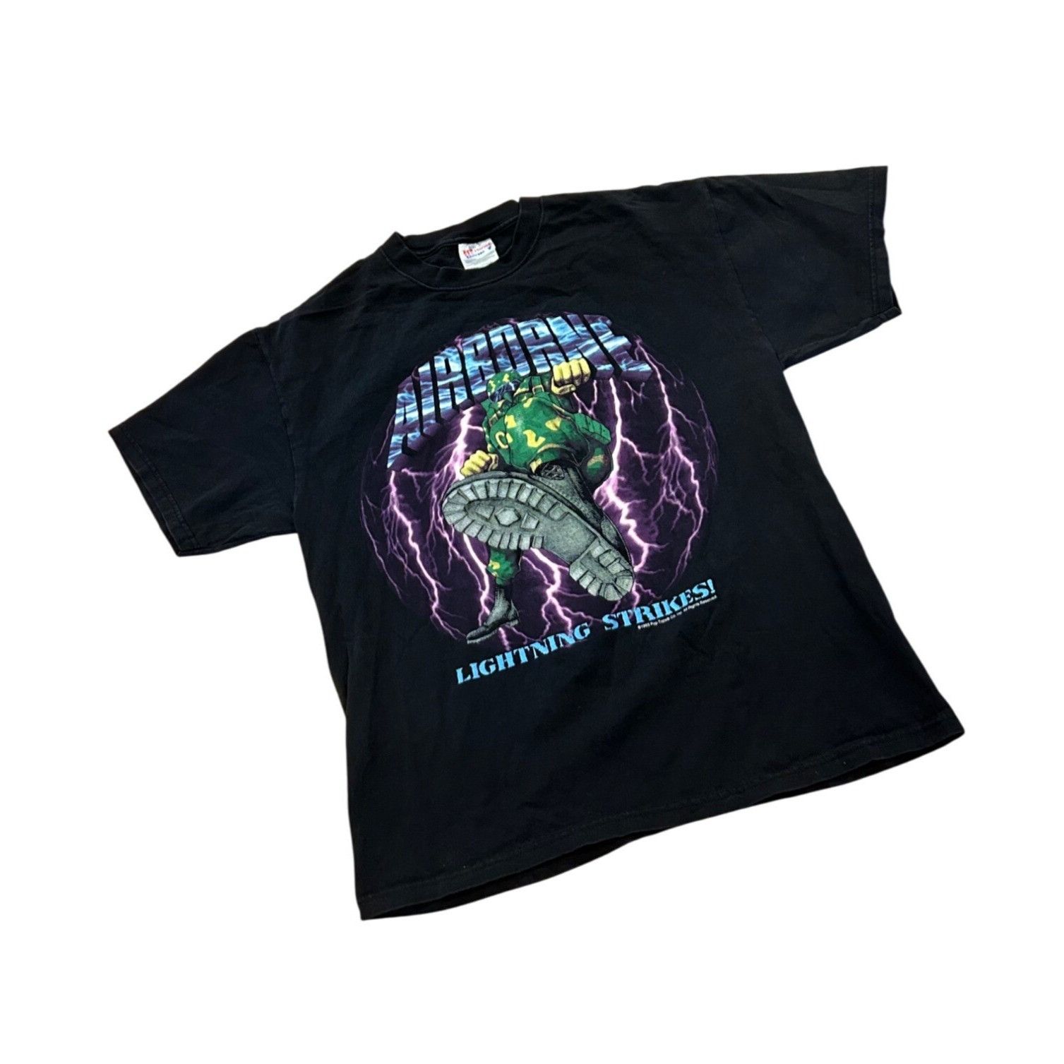 Hanes Vintage 1995 Pop Tops Airborne Lightning Strikes Military T- Size US L / EU 52-54 / 3 - 3 Thumbnail
