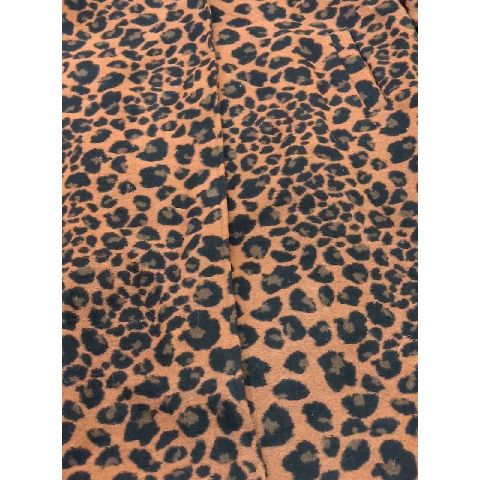 Vintage A New Day Coat Women's XS Leopard Print Wool Blend Pea Coat Long Collared Lined Pockets Brown Size XS / US 0-2 / IT 36-38 - 2 Thumbnail