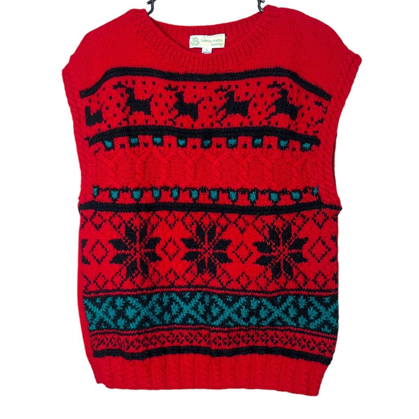 Other Vintage Santa Maria Trading 100% Wool Hand Knit Christmas Sw Size L / US 10 / IT 46 - 1 Thumbnail