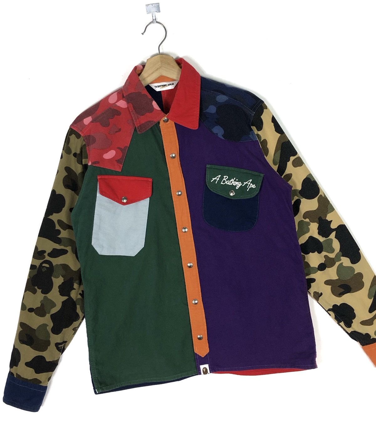 Bape RARE🔥MIX CRAZY CAMO COLORBLOCKS BUTTON UPS SHIRT JACKET Size US M / EU 48-50 / 2 - 6 Thumbnail