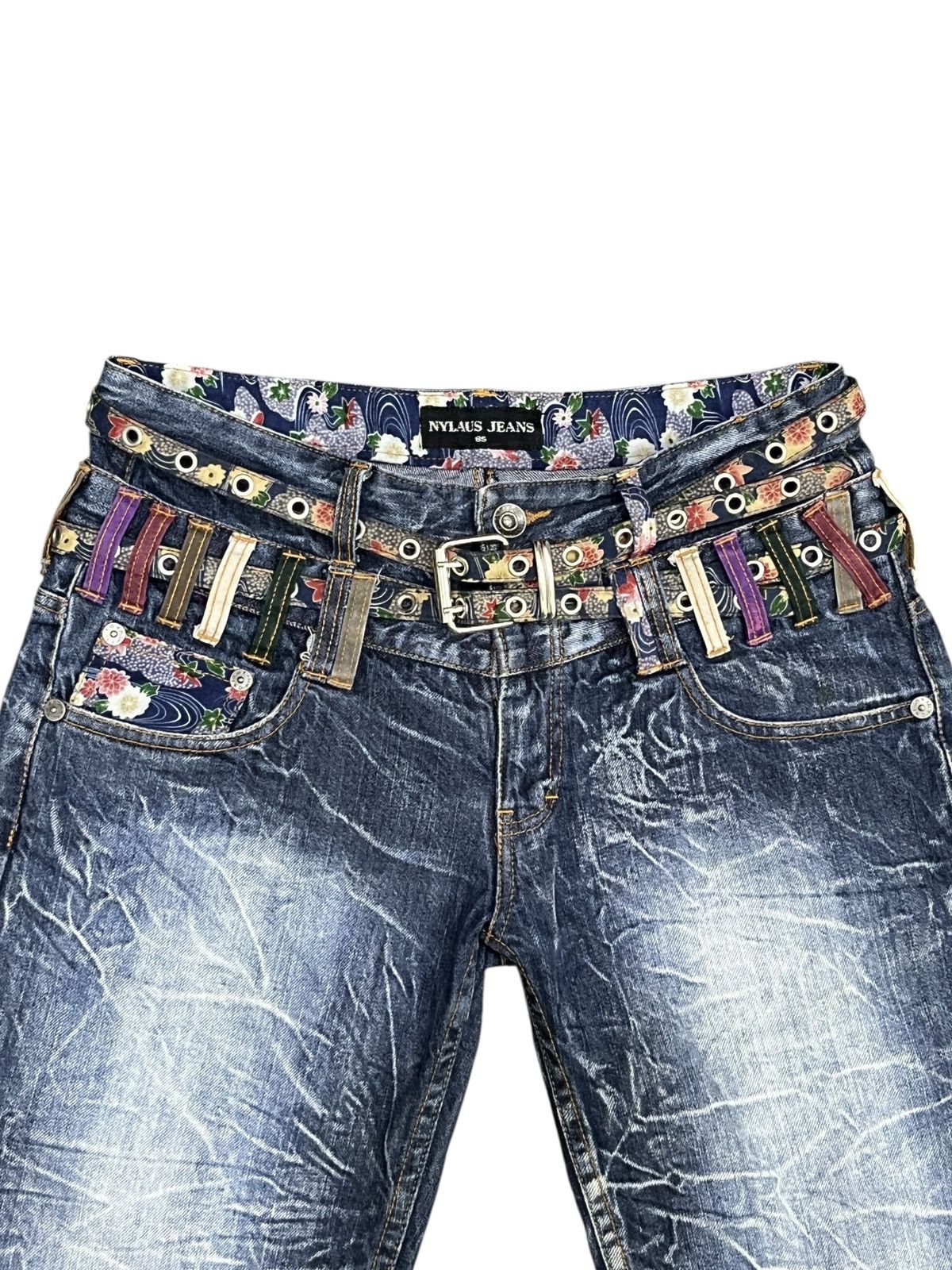 Killer Acid Rare Nylaus Double Waist Belted Acid Wash Shorts Japan Size US 31 - 4 Thumbnail