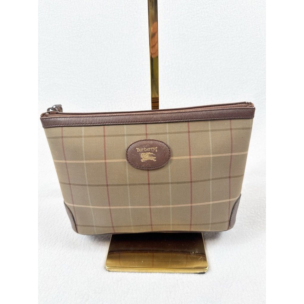 Burberry Vintage Burberrys Clutch Cosmetic Bag Check 9.5”x6”x2” Size ONE SIZE - 4 Thumbnail