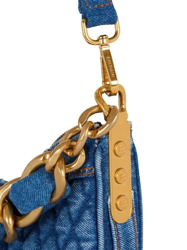 Balmain o1s1wg111225 Size:OS/1945 Soft Moon Shoulder Bag in Blue Size ONE SIZE - 4 Thumbnail