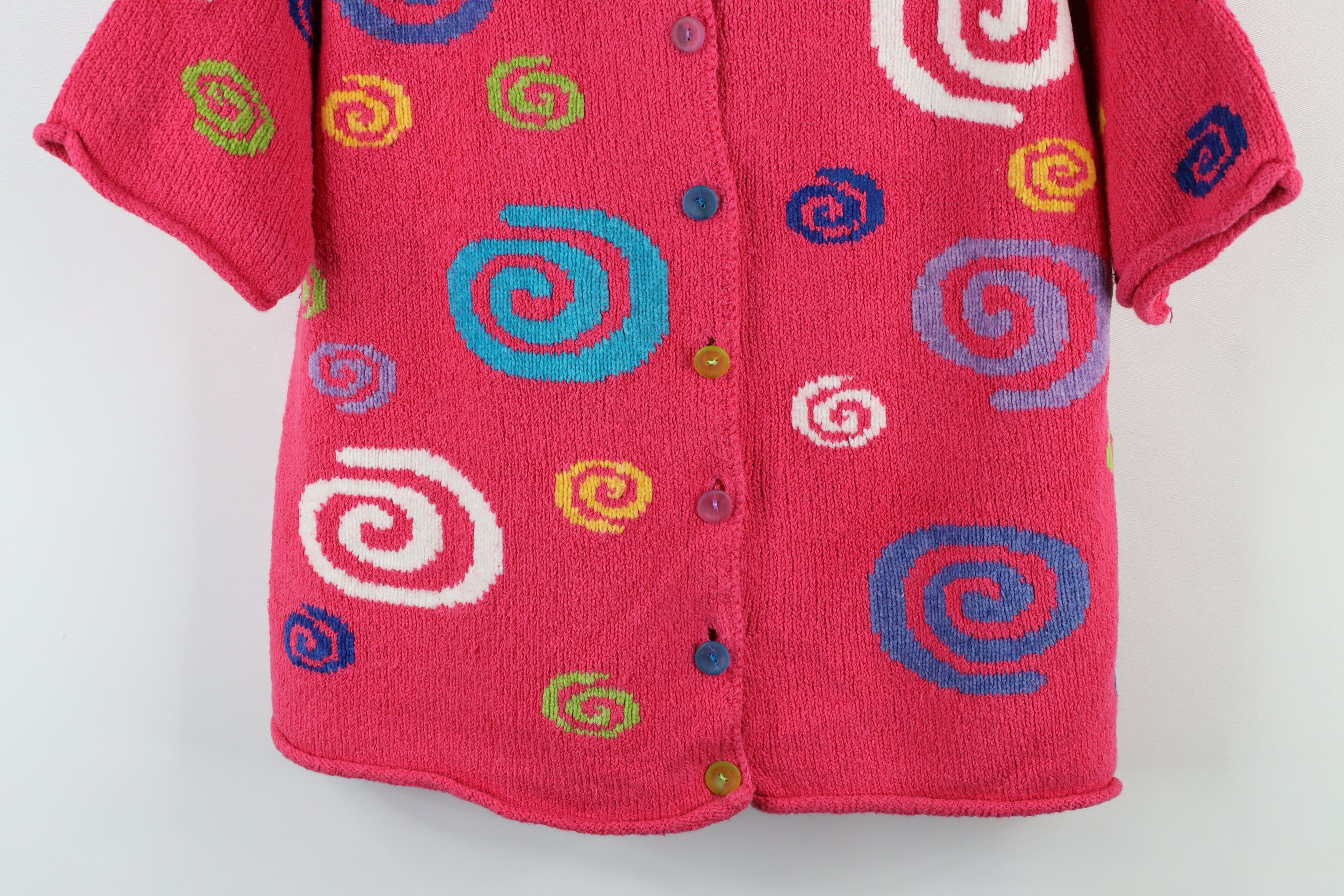 Vintage Vintage 90s Streetwear Loomed Intarsia Cardigan Sweater Size M / US 6-8 / IT 42-44 - 3 Thumbnail