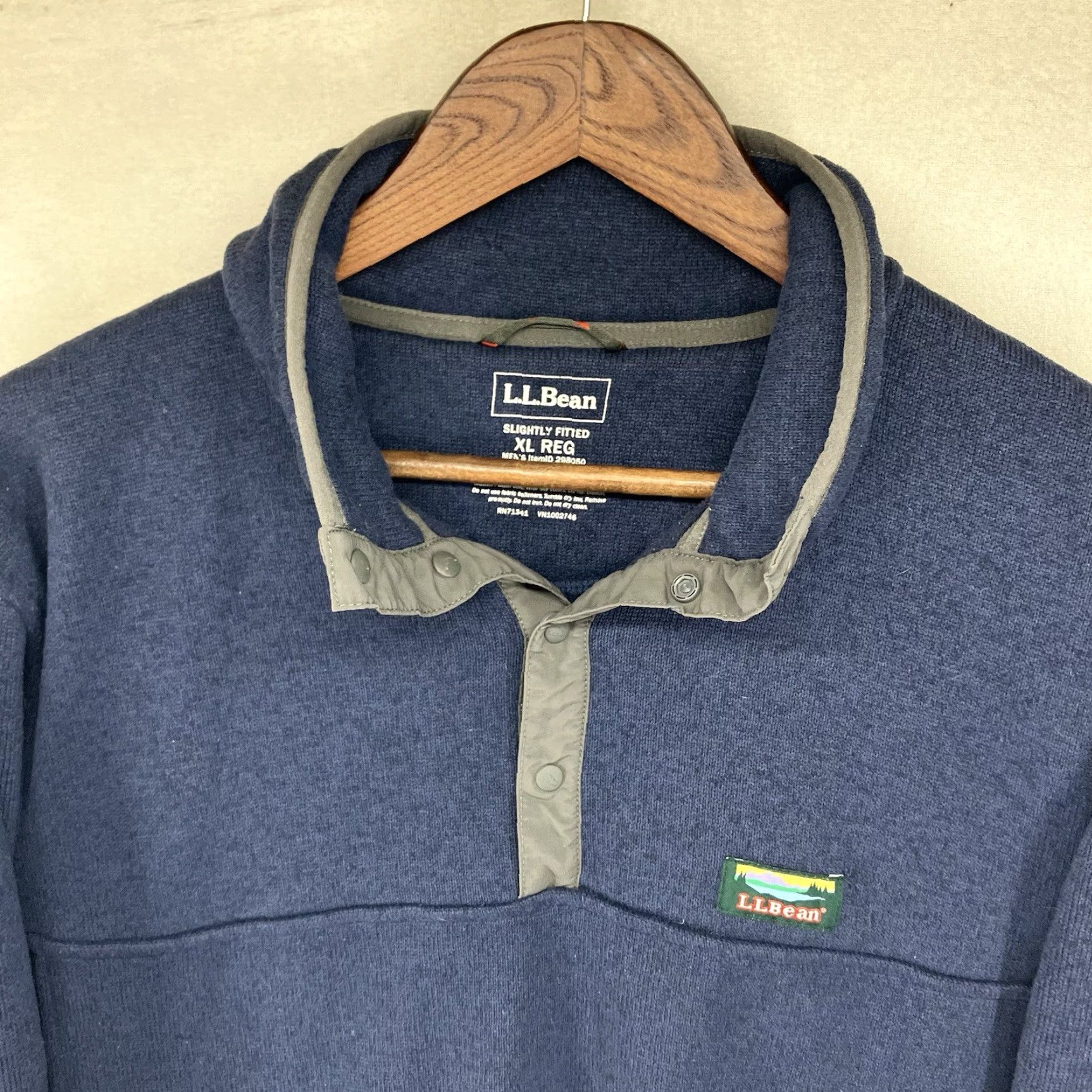 Vintage LL Bean Henley Sweater Fleece 1/4 Snap Pullover Mens XL Reg Slightly Fitted Blue Shirt Pullover Knits? Size US XL / EU 56 / 4 - 3 Thumbnail