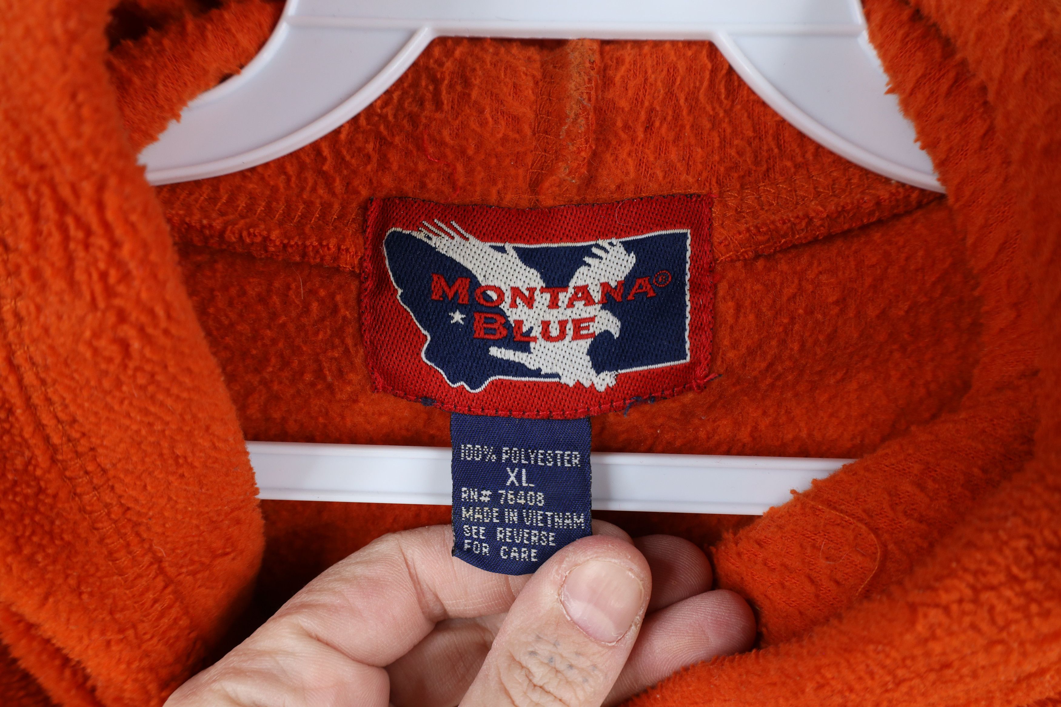 Vintage Vintage 90s Streetwear Blank Fleece Hoodie Sweatshirt Orange Size US XL / EU 56 / 4 - 10 Thumbnail