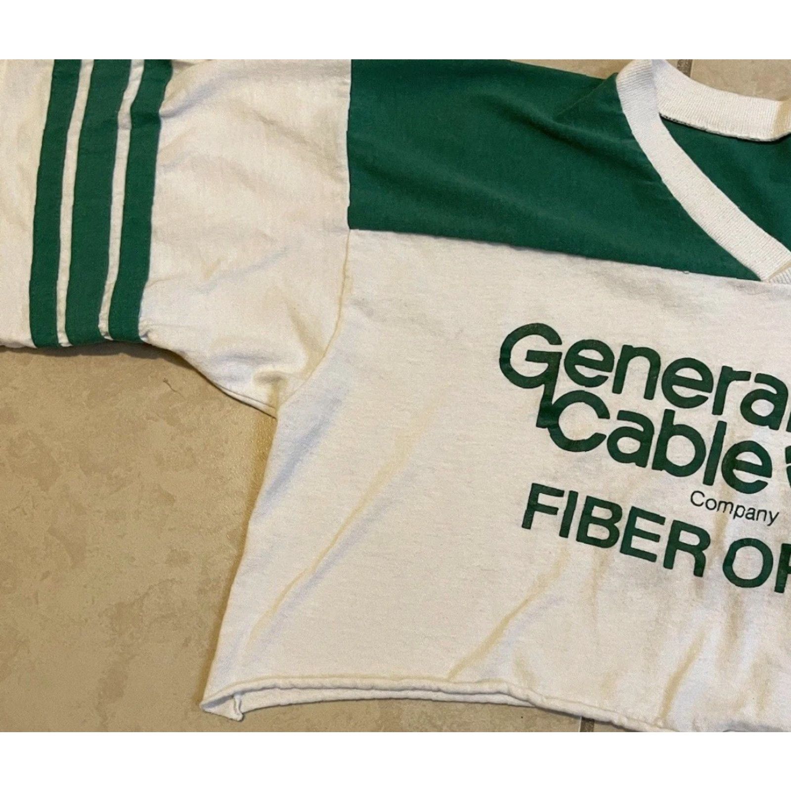 Vintage VINTAGE Vtg 80s General Cable Fiber Optics Faded Boxy Crop Shirt USA TV Tech Grunge 70s Size ONE SIZE - 4 Thumbnail