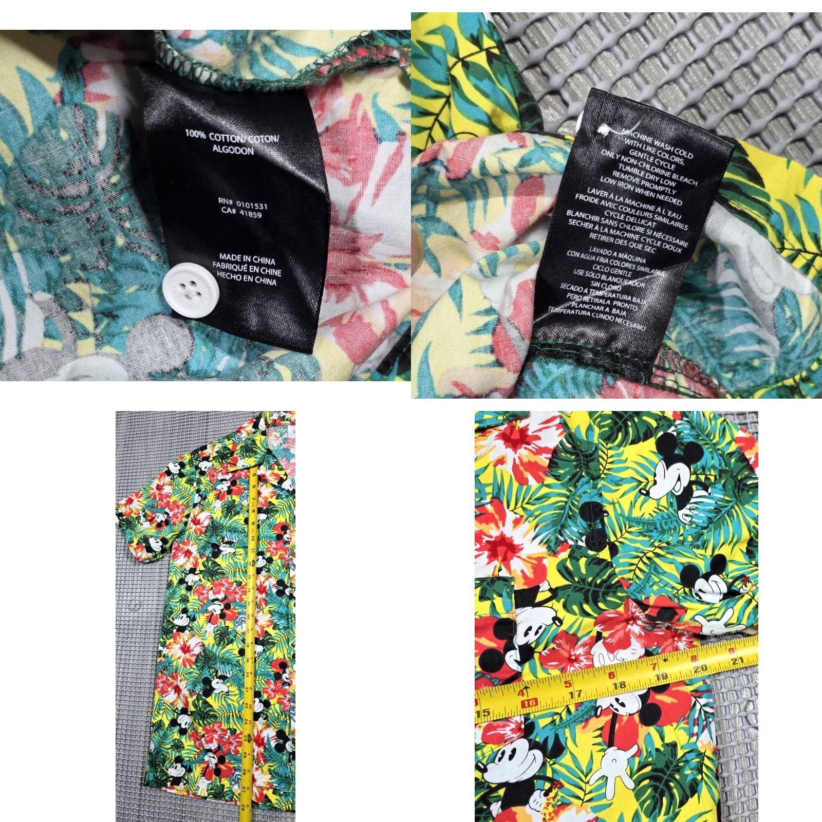 Disney Mickey Disney Mens Hawaiian Shirt S Floral Multicolor Tropical Camp Safari Size US S / EU 44-46 / 1 - 8 Thumbnail