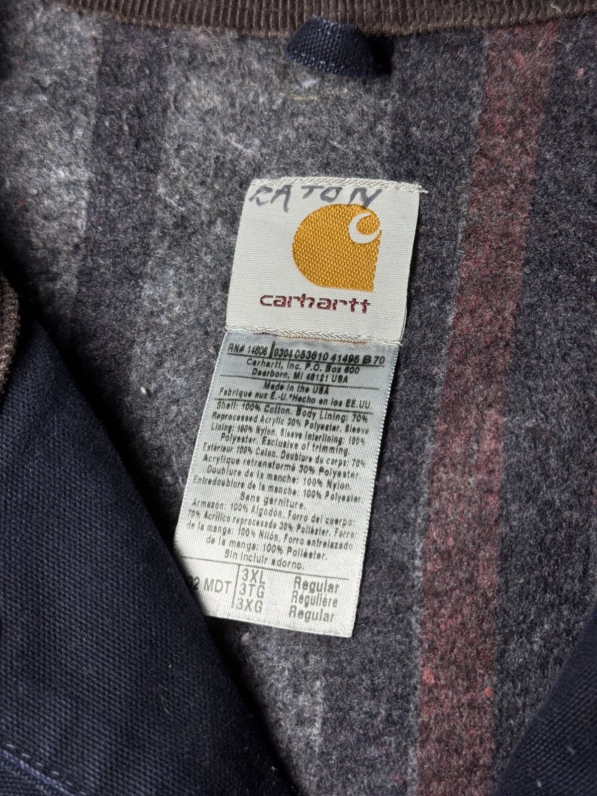 Carhartt × Vintage Vintage 90s Carhartt Navy Chore Blanket Lined 3XL Jacket Size US XXL / EU 58 / 5 - 3 Thumbnail