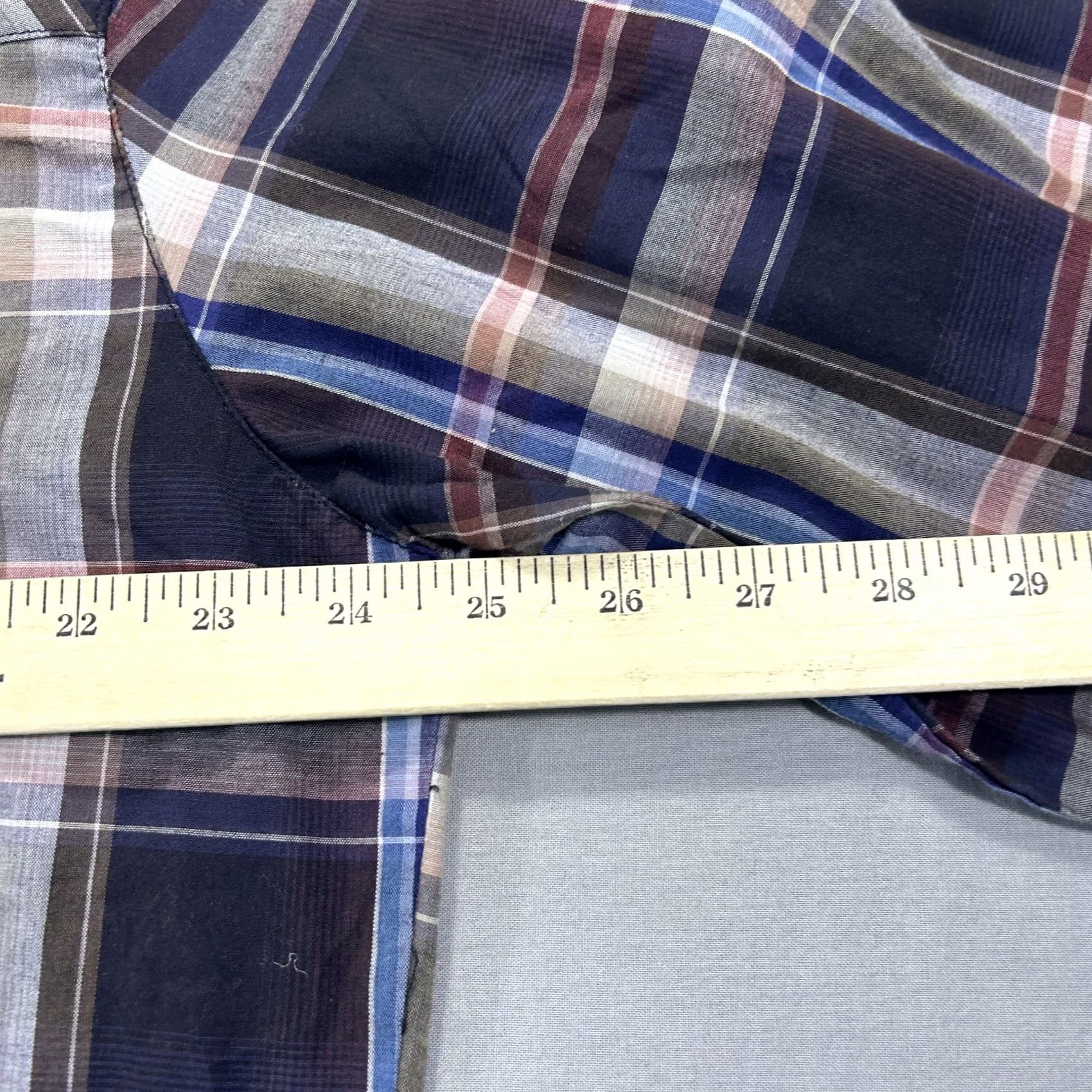 Vintage Bit & Bridle Shirt Mens Large Tall Blue Plaid Pearl Snap Western Cowboy Adult Size US L / EU 52-54 / 3 - 6 Thumbnail