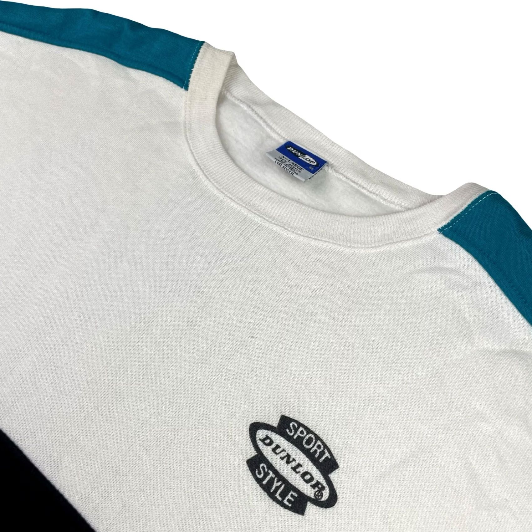 Dunlop VINTAGE Dunlop Men's Pullover Sweatshirt Crewneck XL Teal/White/Black 90s USA Size US XL / EU 56 / 4 - 2 Thumbnail