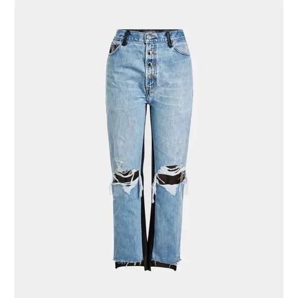Amiri Amiri The Webster Leather Denim Crop Flare Jeans 26 40 Women Size 26" / US 2 / IT 38 - 16 Thumbnail