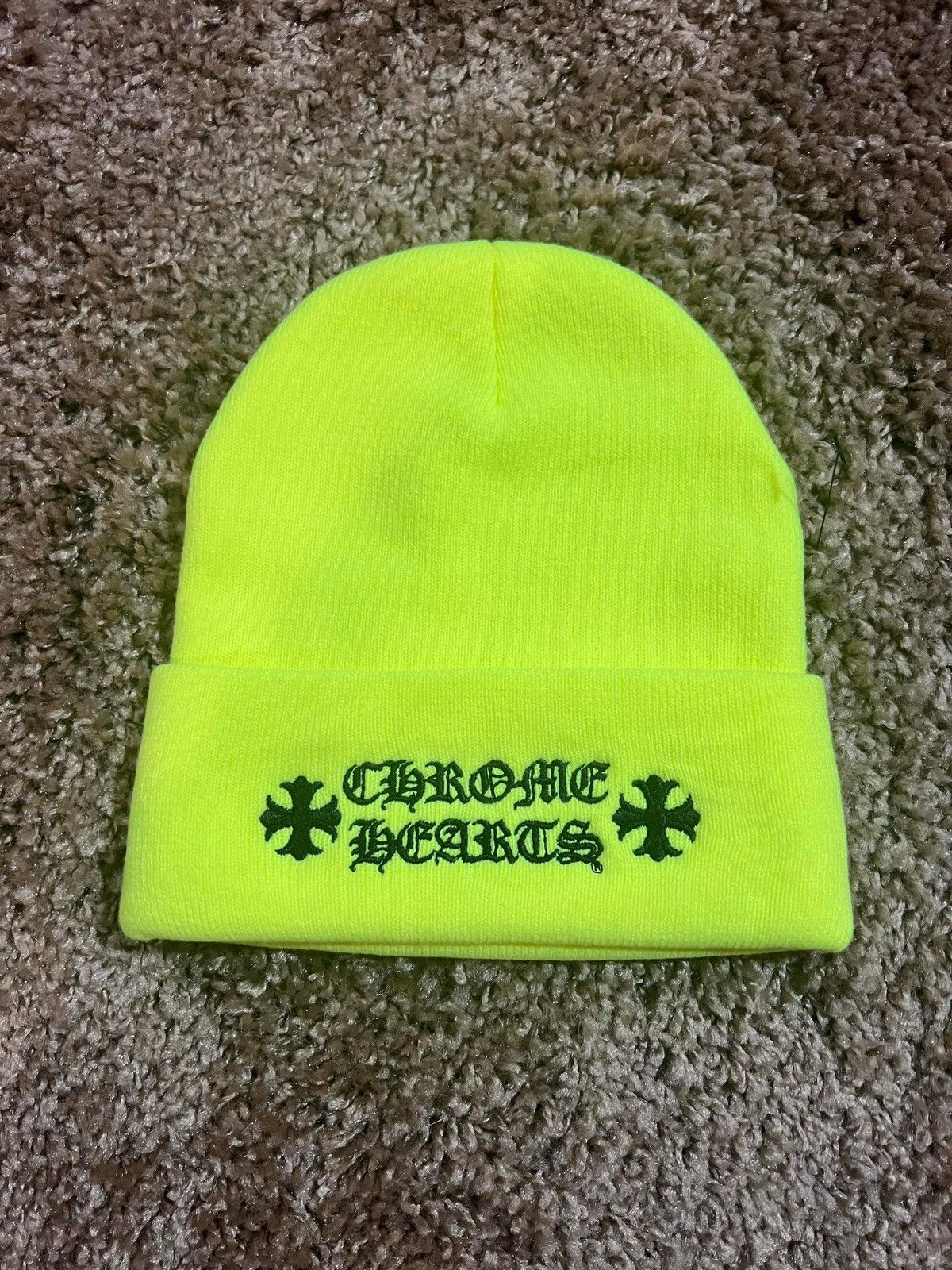 image of Neon Yellow Chrome Hearts Toque, Men's