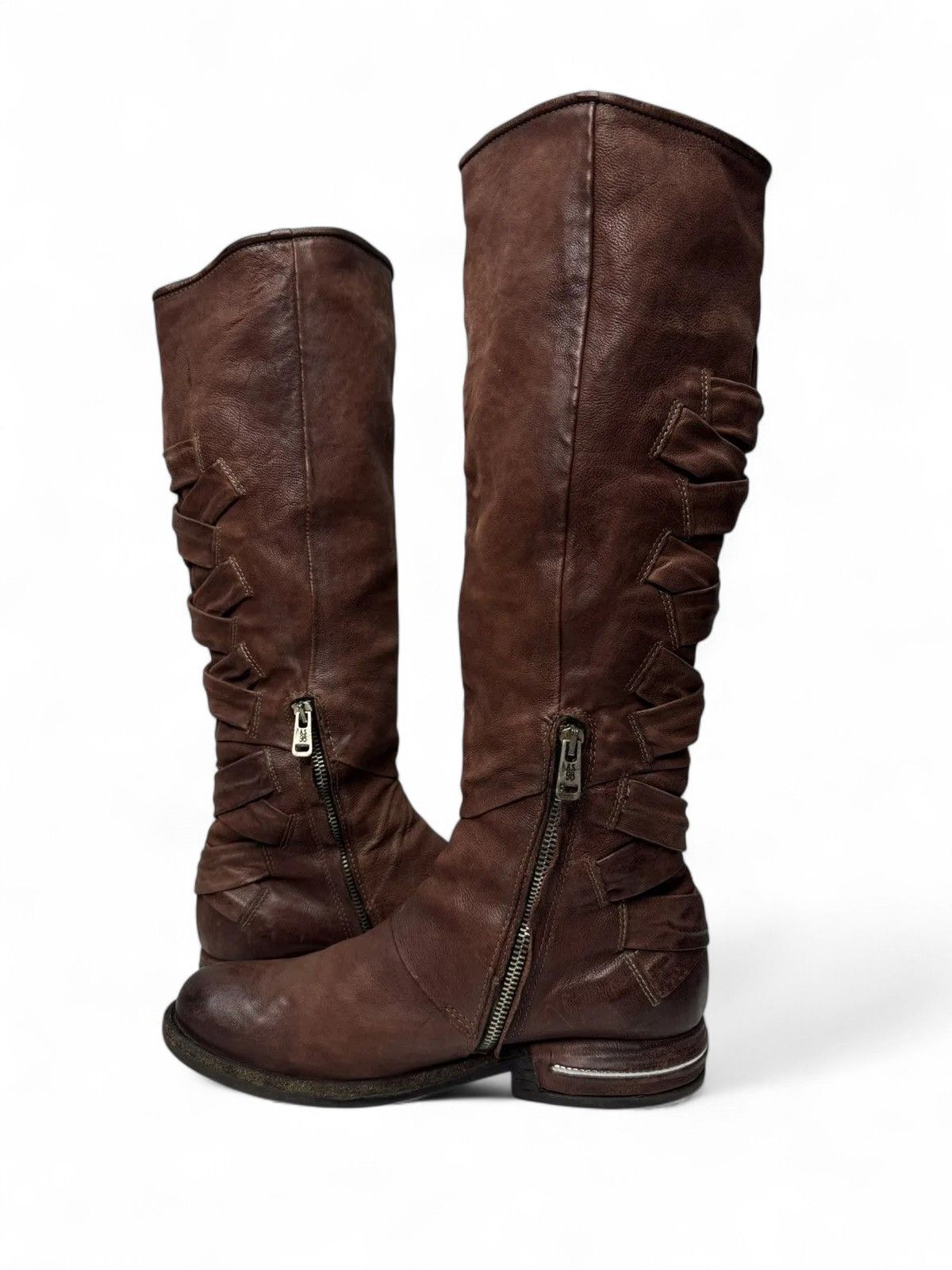 A.S.98 A.S.98 Red Leather Tall Boots Italy Avantgarde Style Size US 9 / IT 39 - 1 Thumbnail