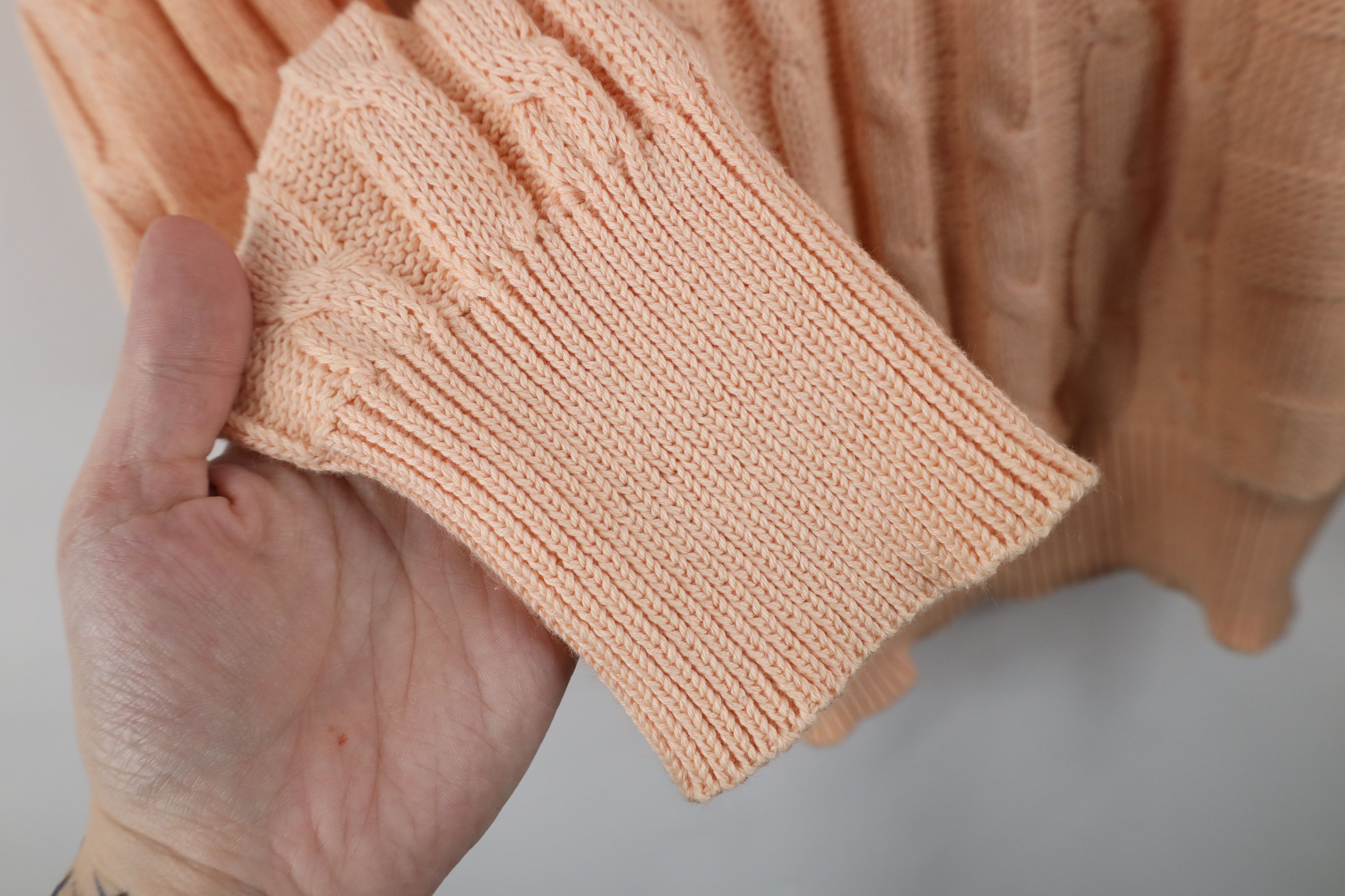 Vintage Vintage 90s Streetwear Cotton Chunky Cable Knit Sweater Pink Size US L / EU 52-54 / 3 - 8 Thumbnail