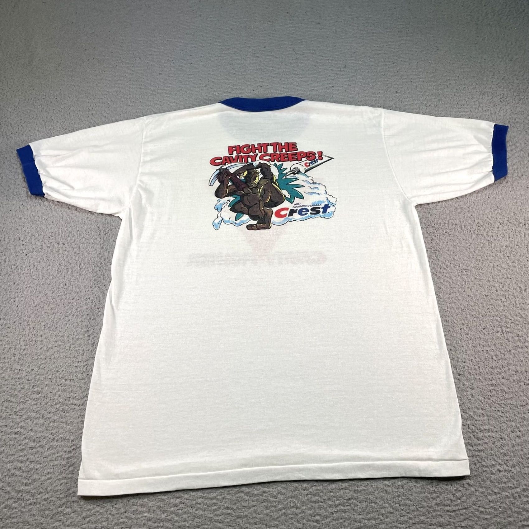 Velva Sheen VINTAGE Velva Sheen Crest Cavity Fighter Shirt Mens XL White Ringer Toothpaste Promo 80s Size US XL / EU 56 / 4 - 4 Thumbnail