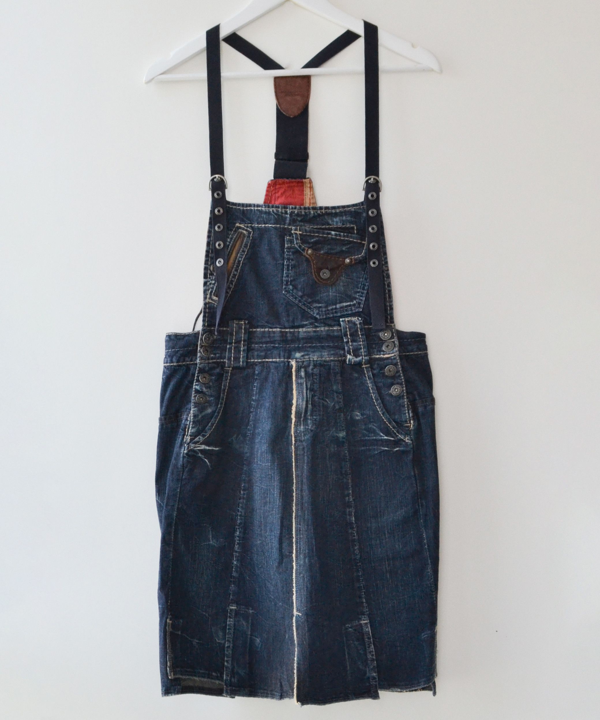 Marithe + Francois Girbaud 🔴 MARITHE FRANCOIS GIRBAUD Overall Suit Skirt Jeans Denim Size 28" / US 6 / IT 42 - 2 Thumbnail