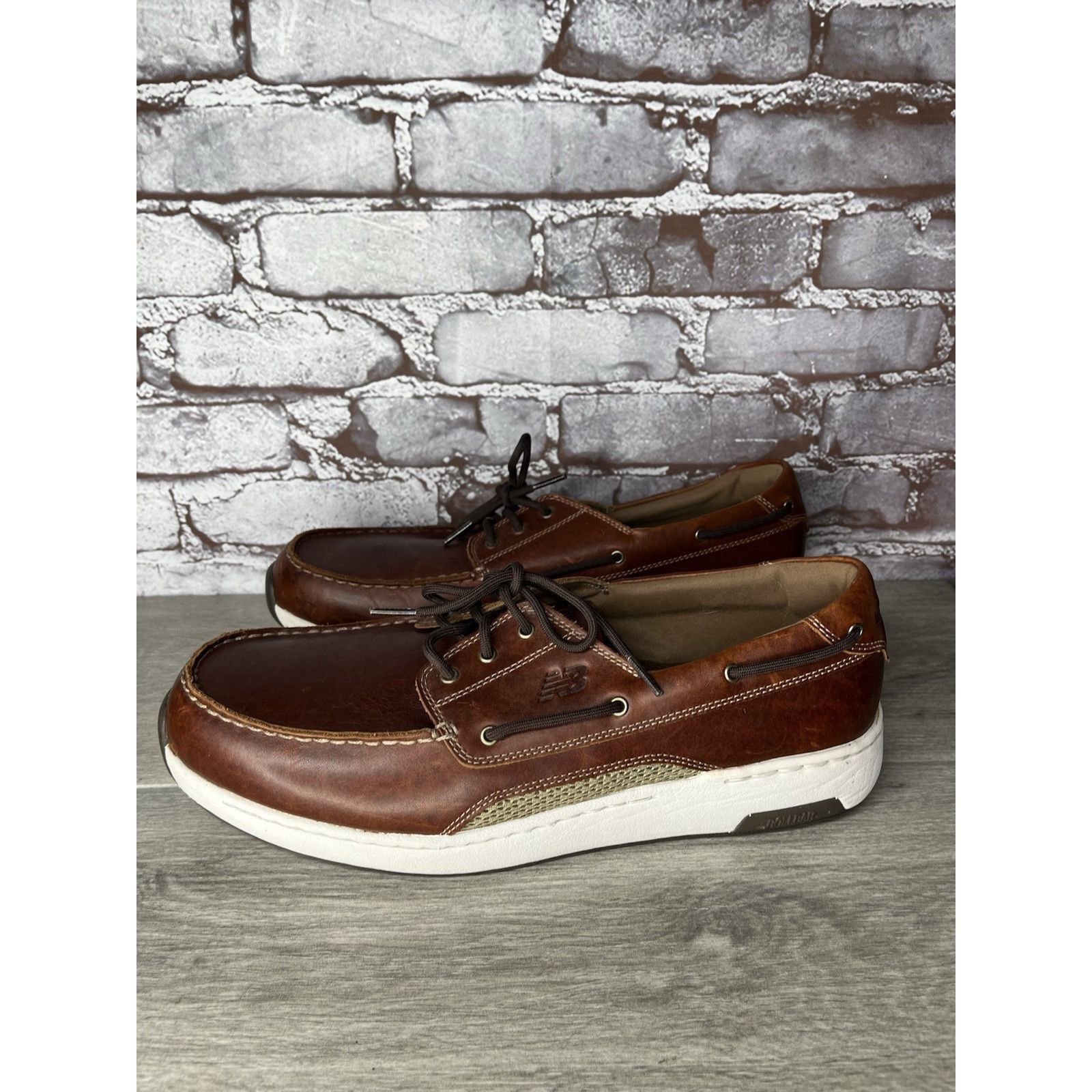 New Balance New Balance Brown Leather Lace Walking Deck Loafers Men Sz 1 Size US 12.5 / EU 45-46 - 10 Thumbnail