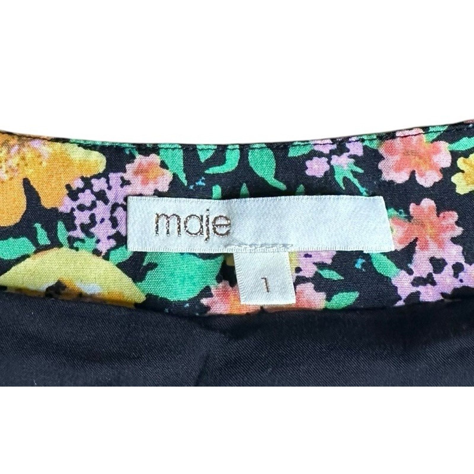 Maje Maje Roen Black Floral Faux Wrap Midi Dress Sz 1 Small $415 Size S / US 4 / IT 40 - 8 Thumbnail