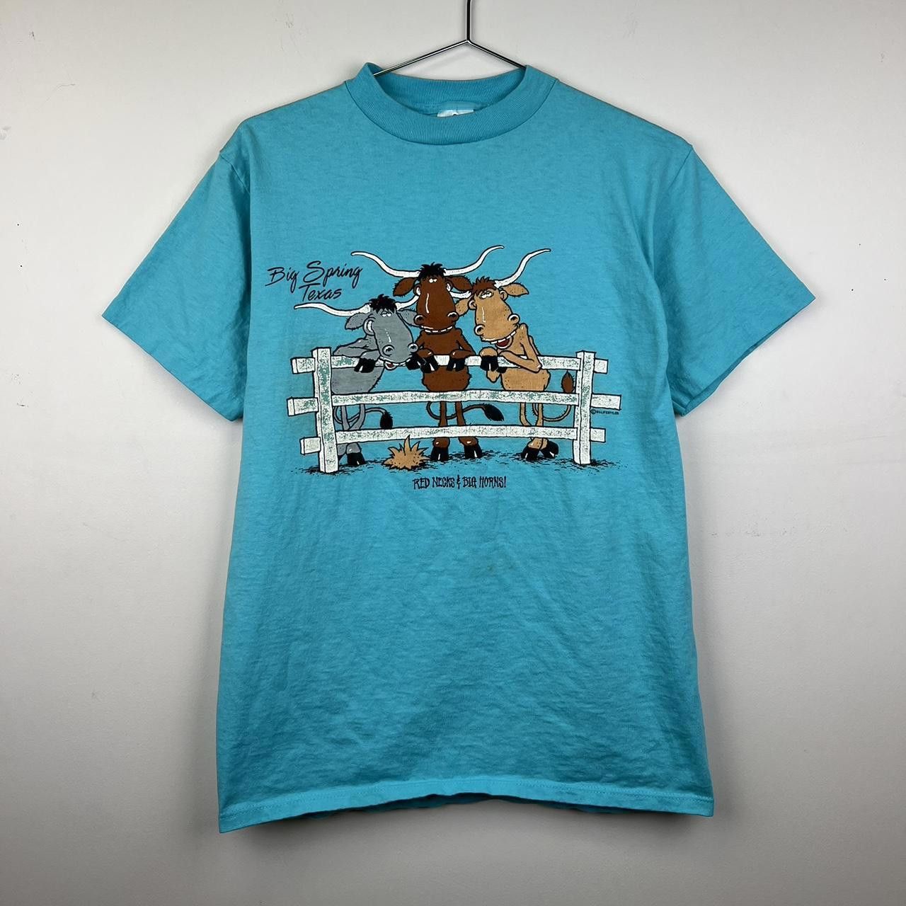 Designer Vintage Big Spring Texas Graphic T-Shirt Cartoon Cows Design Size US M / EU 48-50 / 2 - 1 Thumbnail