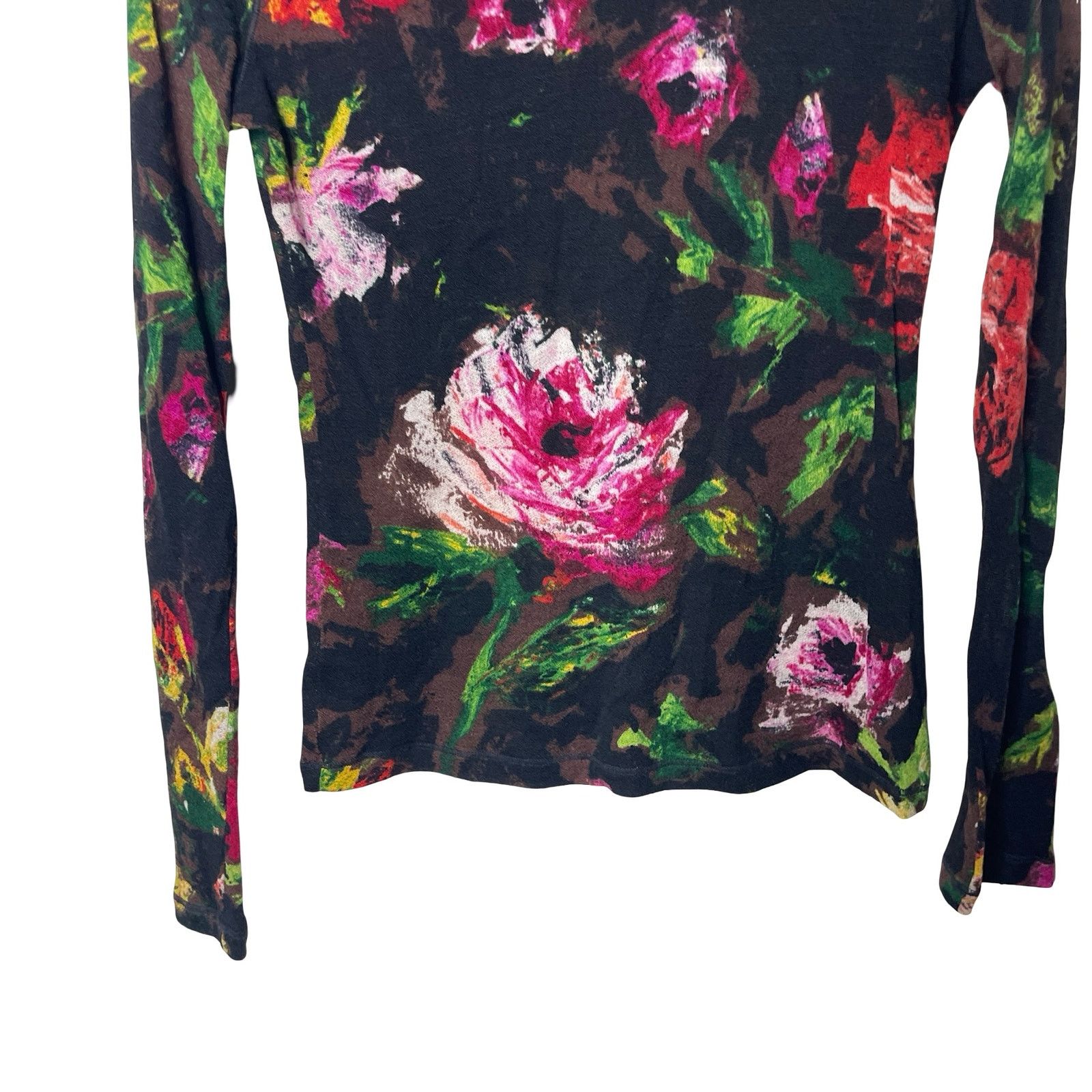 FUZZI Fuzzi black wool see through floral long sleeve top sz M Size M / US 6-8 / IT 42-44 - 6 Thumbnail