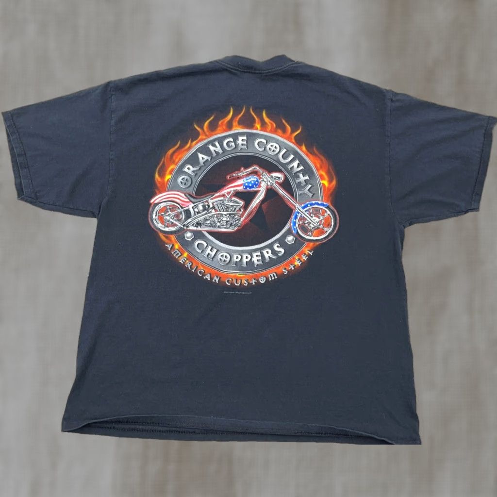 Vintage VINTAGE Orange County Choppers Shirt Men 2XL Black OCC Y2K Fire Flame Faded Logo Graphic Print Crew Neck Short Sleeve Jersey Cotton Tee T-Shirt Size US XXL / EU 58 / 5 - 1 Thumbnail