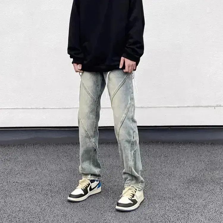 Japanese Brand Retro washed distressed patchwork jeans Size US 30 / EU 46 - 1 Thumbnail