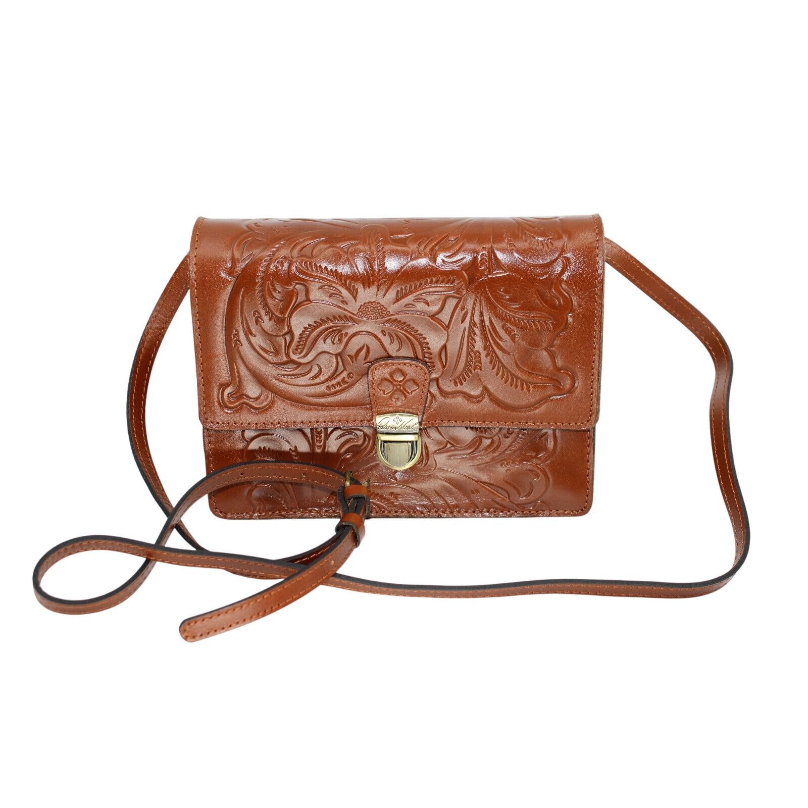 New Patricia Nash Locri Florence Lanza Tooled Crossbody Bag in Brown, Women's