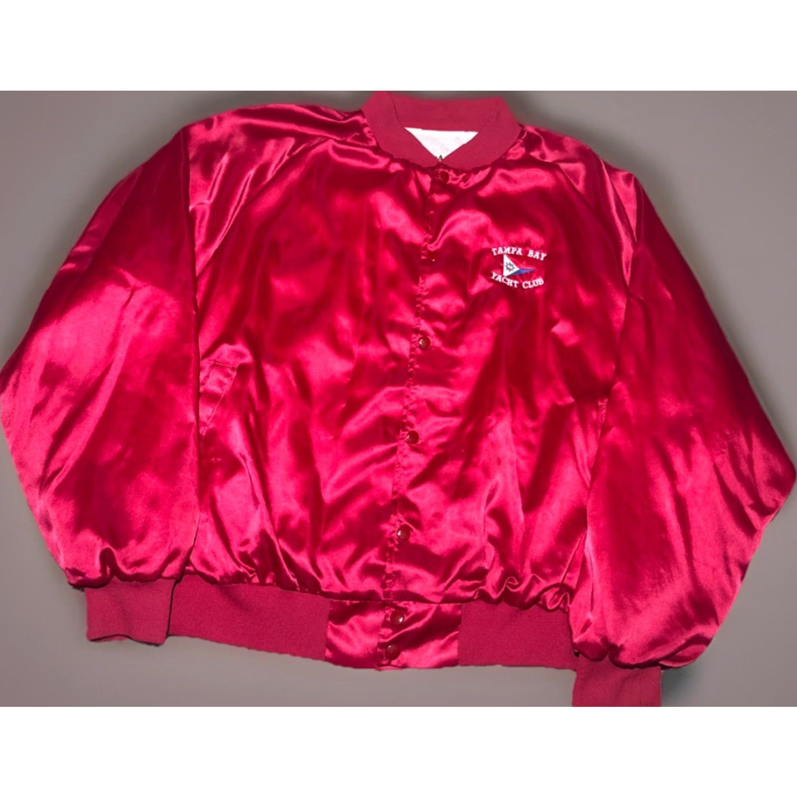 Vintage VINTAGE 1980s WestArk Red Nylon Bomber Jacket Tampa Bay Yacht Club 2XL Men Size US XXL / EU 58 / 5 - 2 Thumbnail